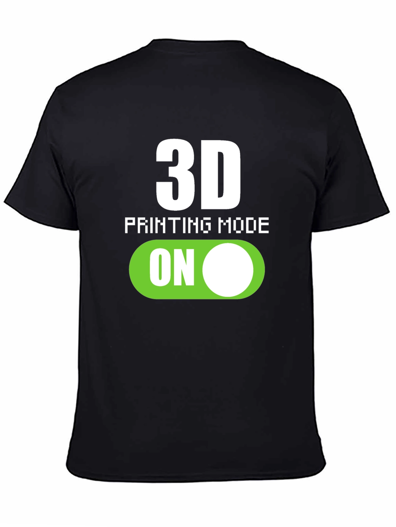 Black 3D Printing Mode On Graphic Tee view 4