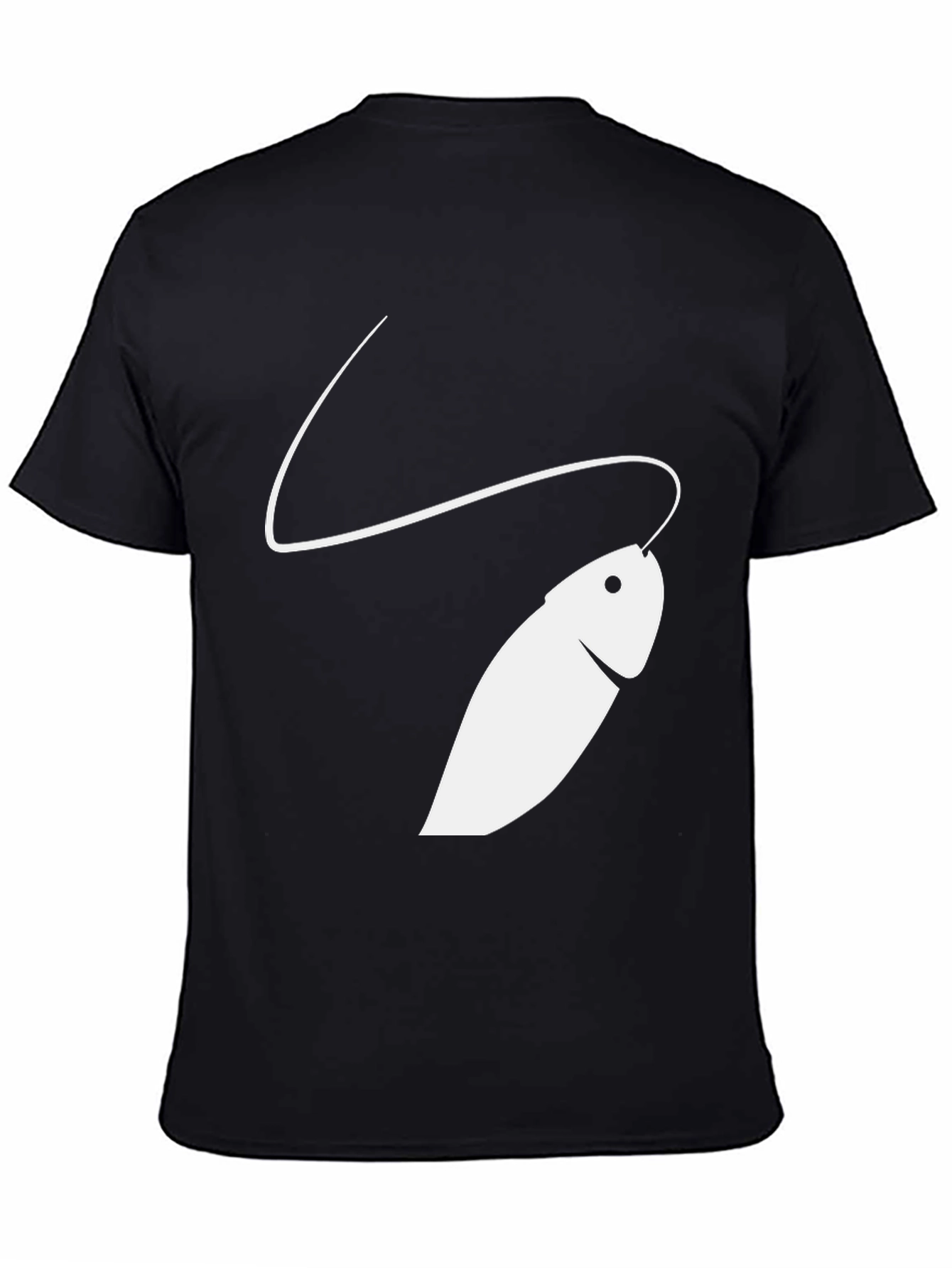 Black Minimalist Fish Graphic Tee - Black view 4