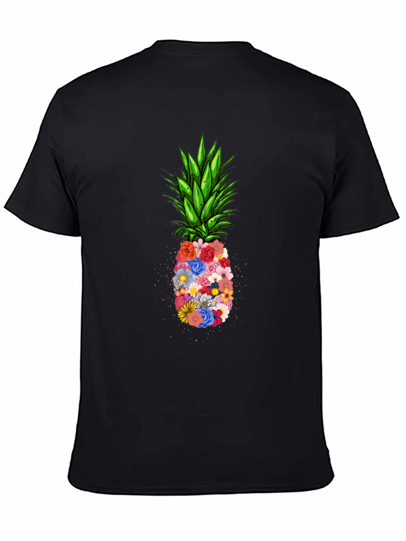 Black Floral Pineapple Graphic Tee - Black T-Shirt view 4