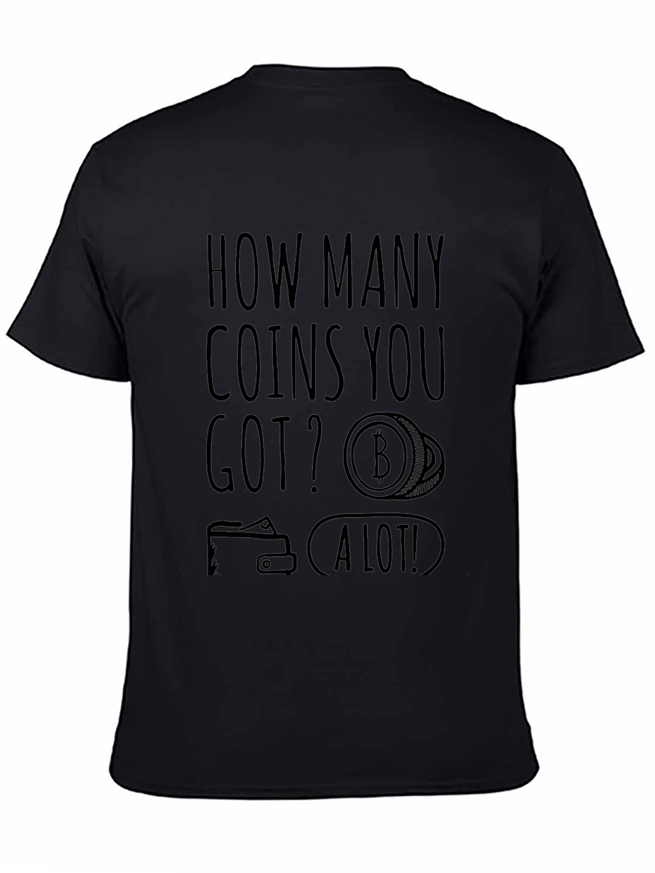 Black Bitcoin Enthusiast Black T-Shirt - How Many Coins? view 4