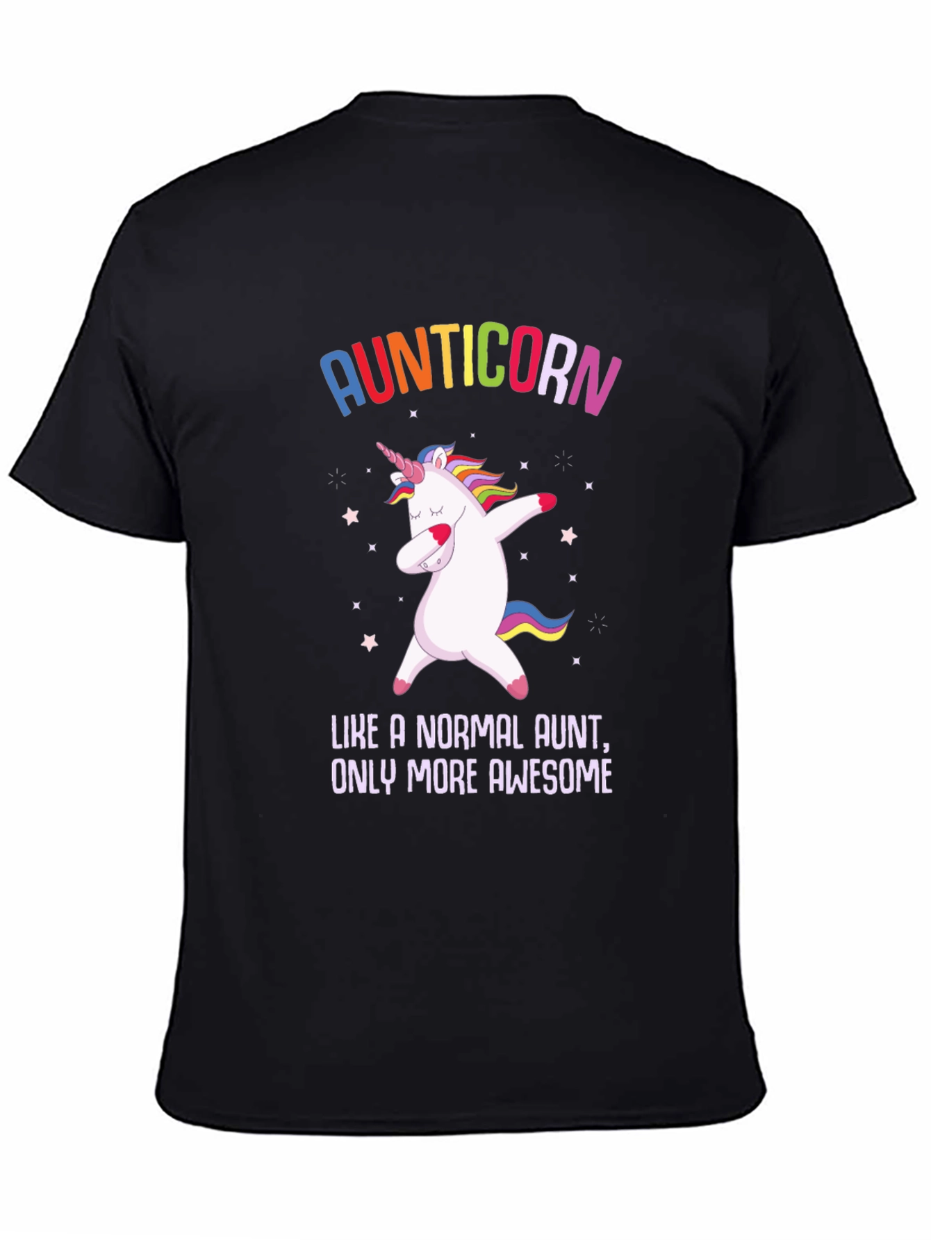 Black Aunticorn T-Shirt - Awesome Aunt Gift view 4