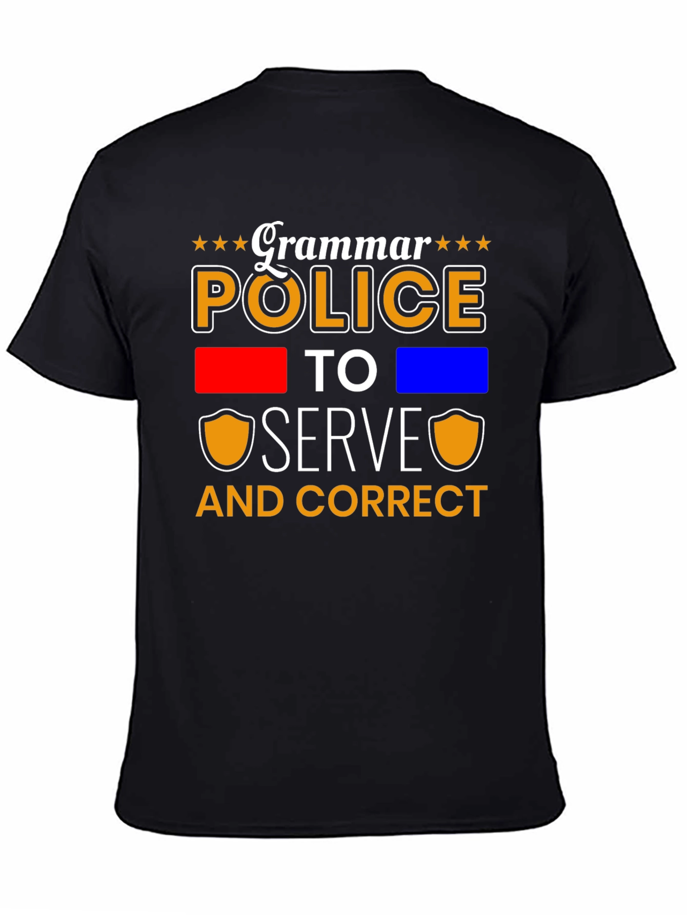 Black Grammar Police Serve & Correct T-Shirt view 4