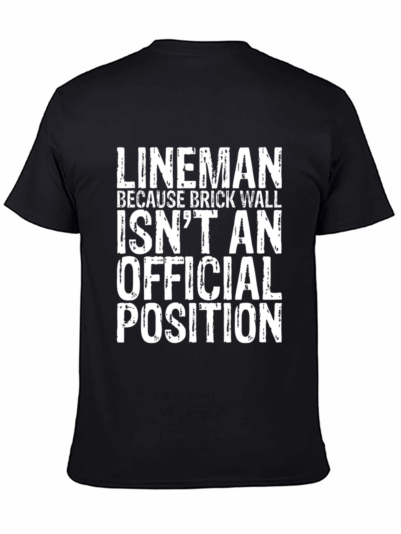 Black Lineman Brick Wall Funny T-Shirt view 4