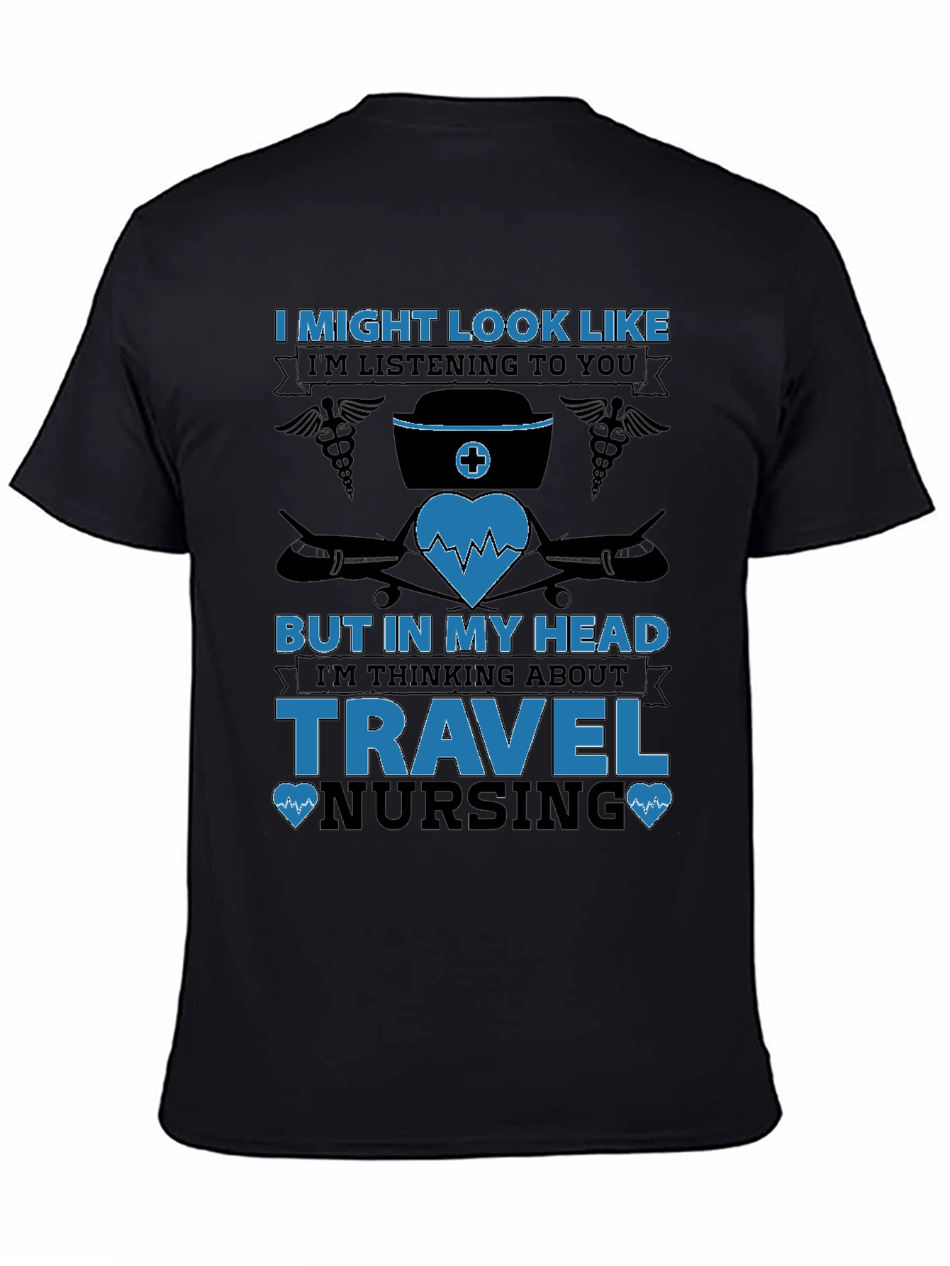 Black Travel Nursing T-Shirt - Funny Nurse Gift view 4