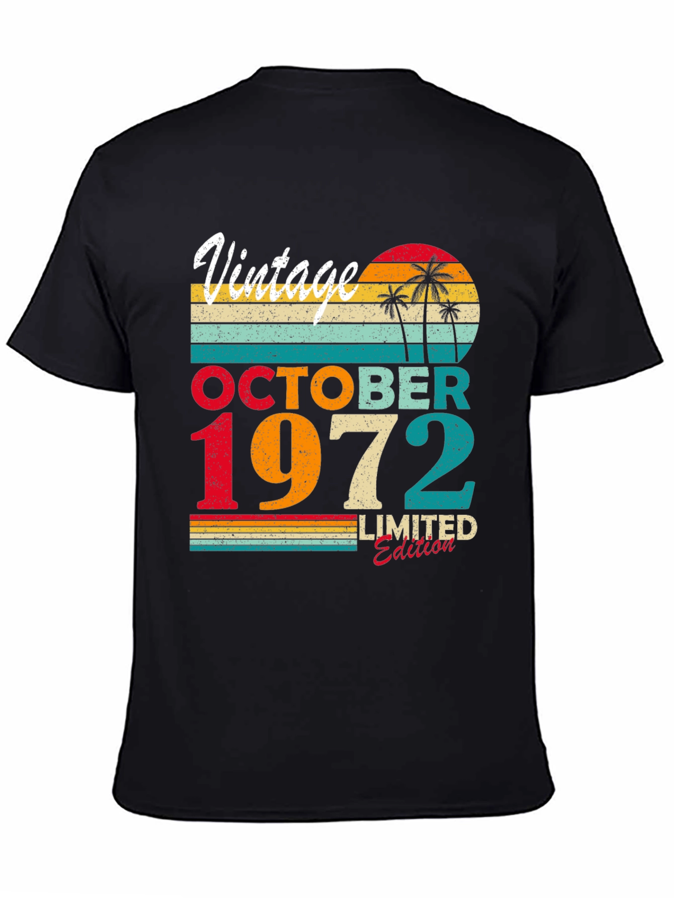 Black Vintage October 1972 Limited Edition T-Shirt view 4