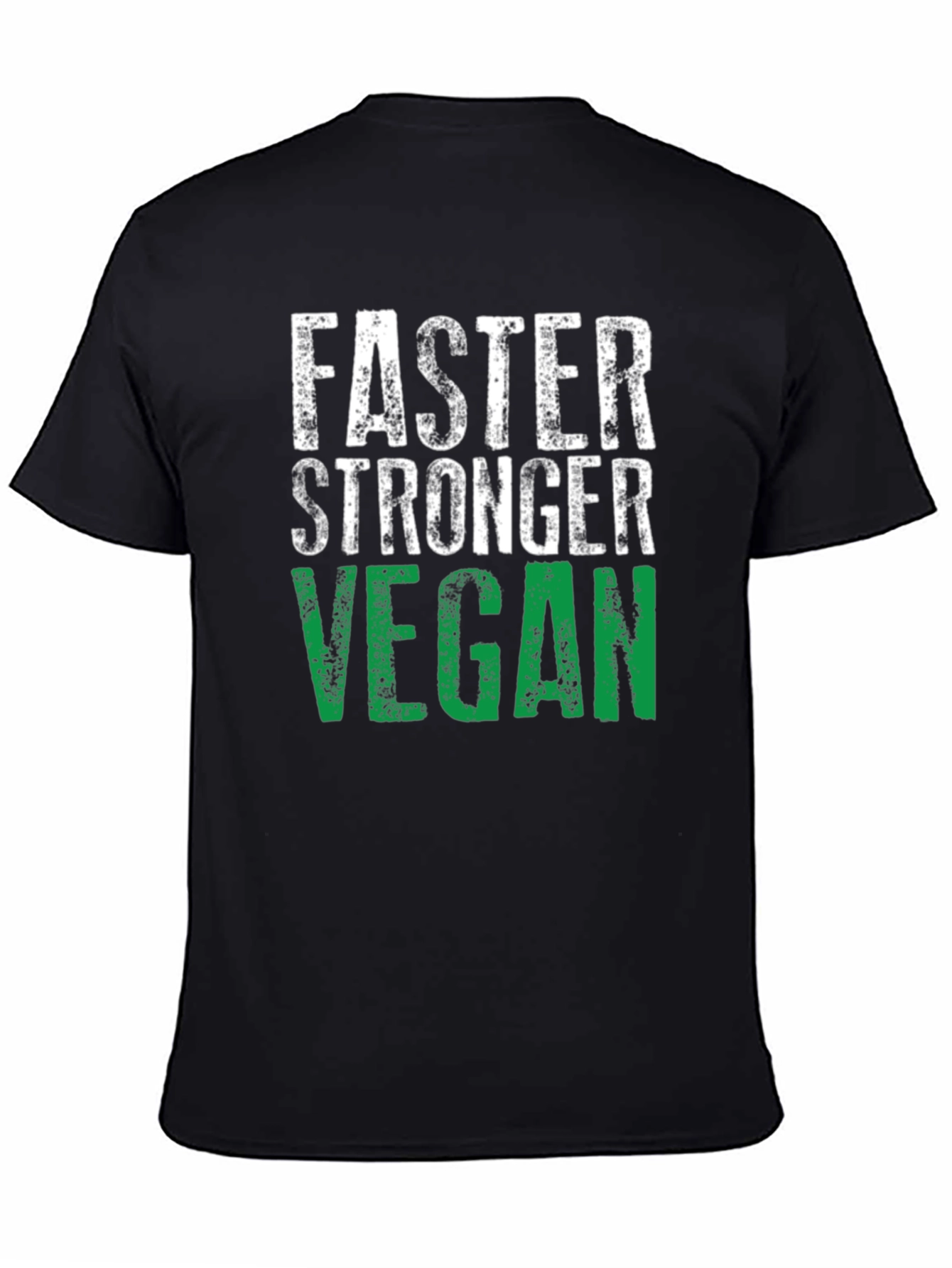 Black Faster Stronger Vegan T-Shirt - Athletic Fit view 4