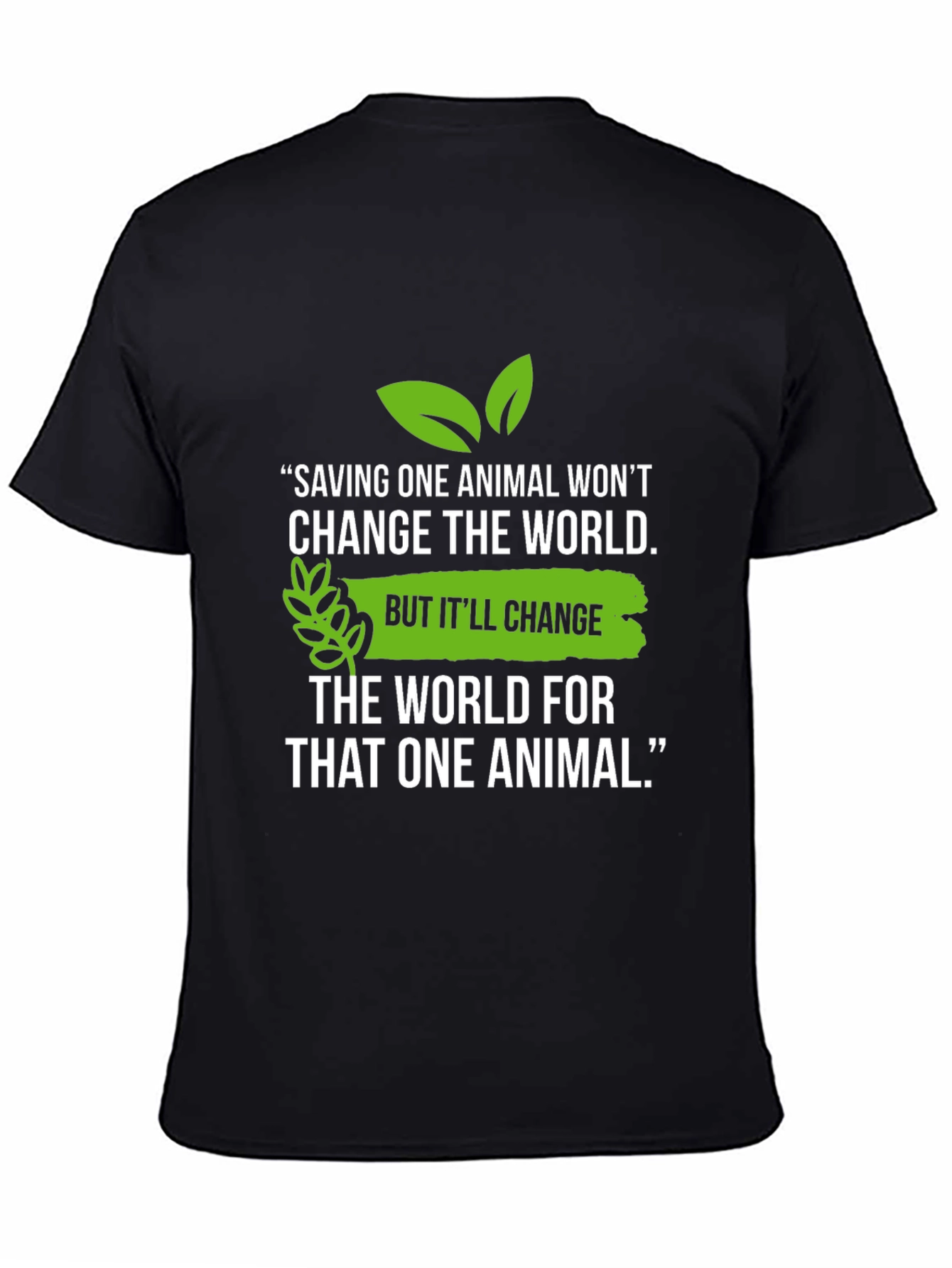 Black Vegan Animal Lover T-Shirt - Save One Animal view 4
