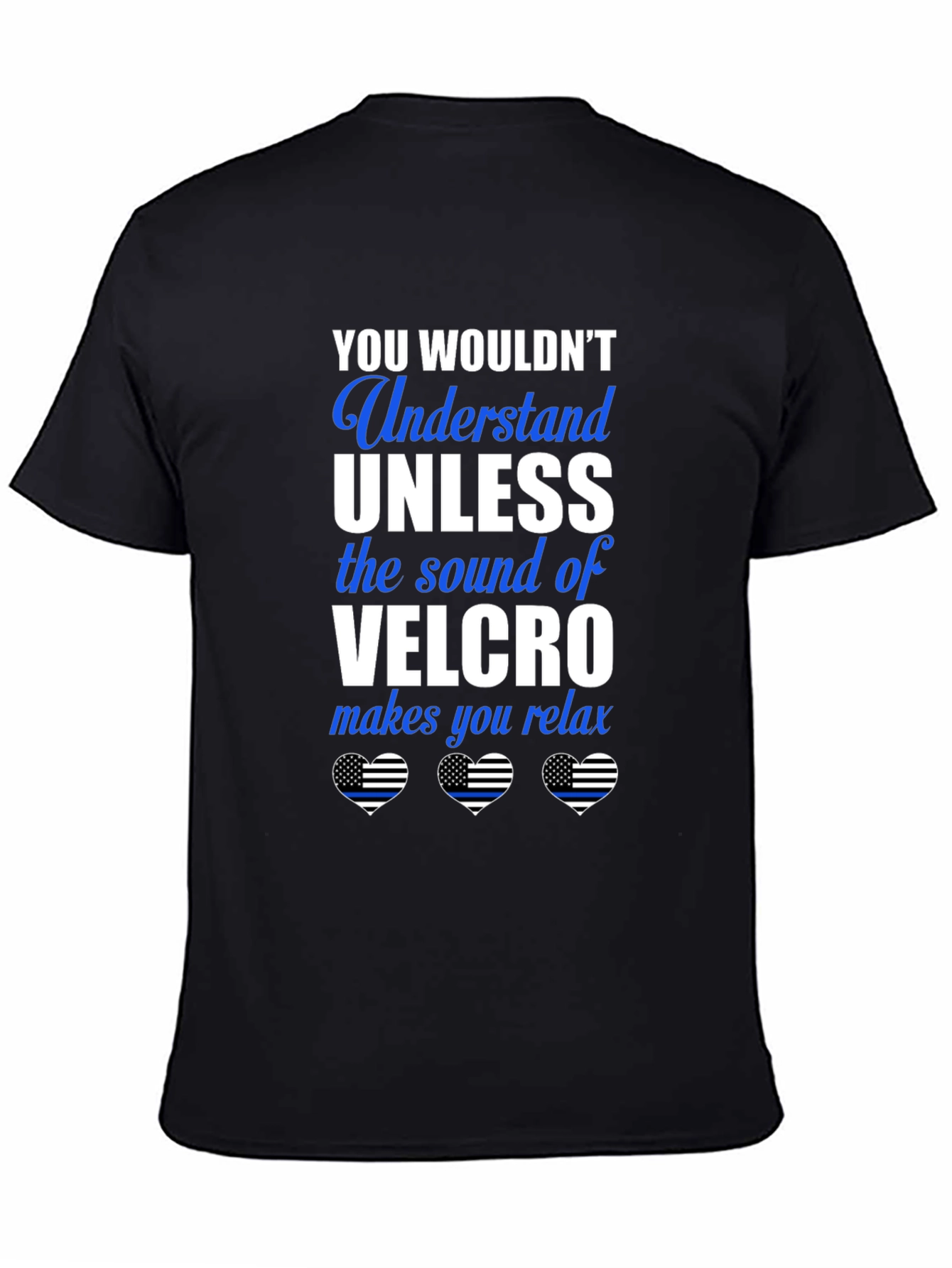 Black Velcro Sound Relax T-Shirt - Funny Police Supporter Tee view 4