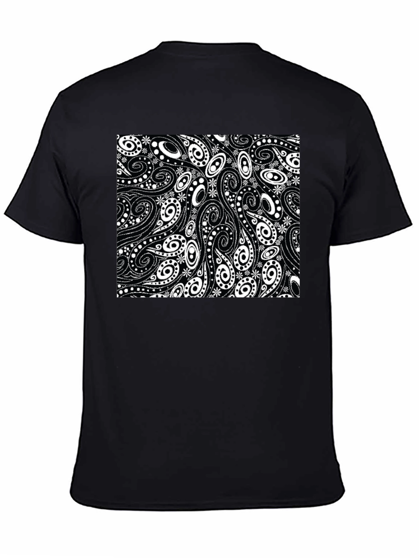 Black Paisley Pattern Black T-Shirt view 4