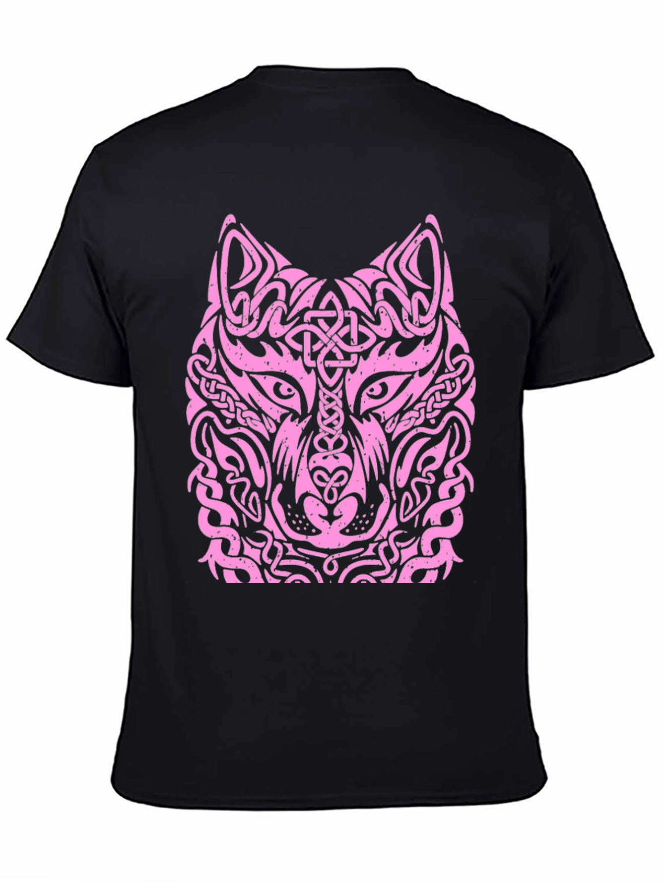 Black Wolf Head Graphic Tee - Unique Tribal Design view 4