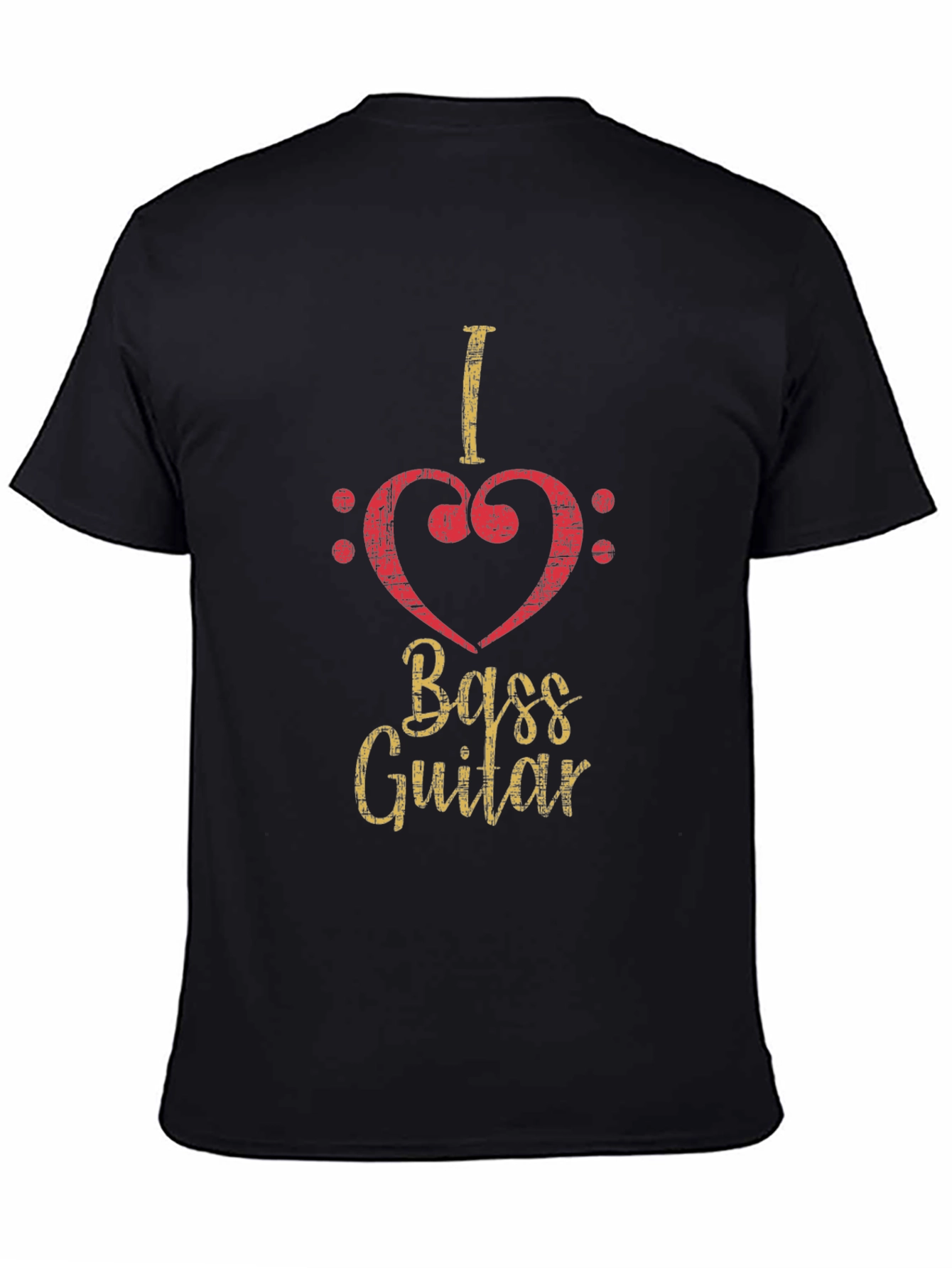 Black I Love Bass Guitar Black T-Shirt view 4