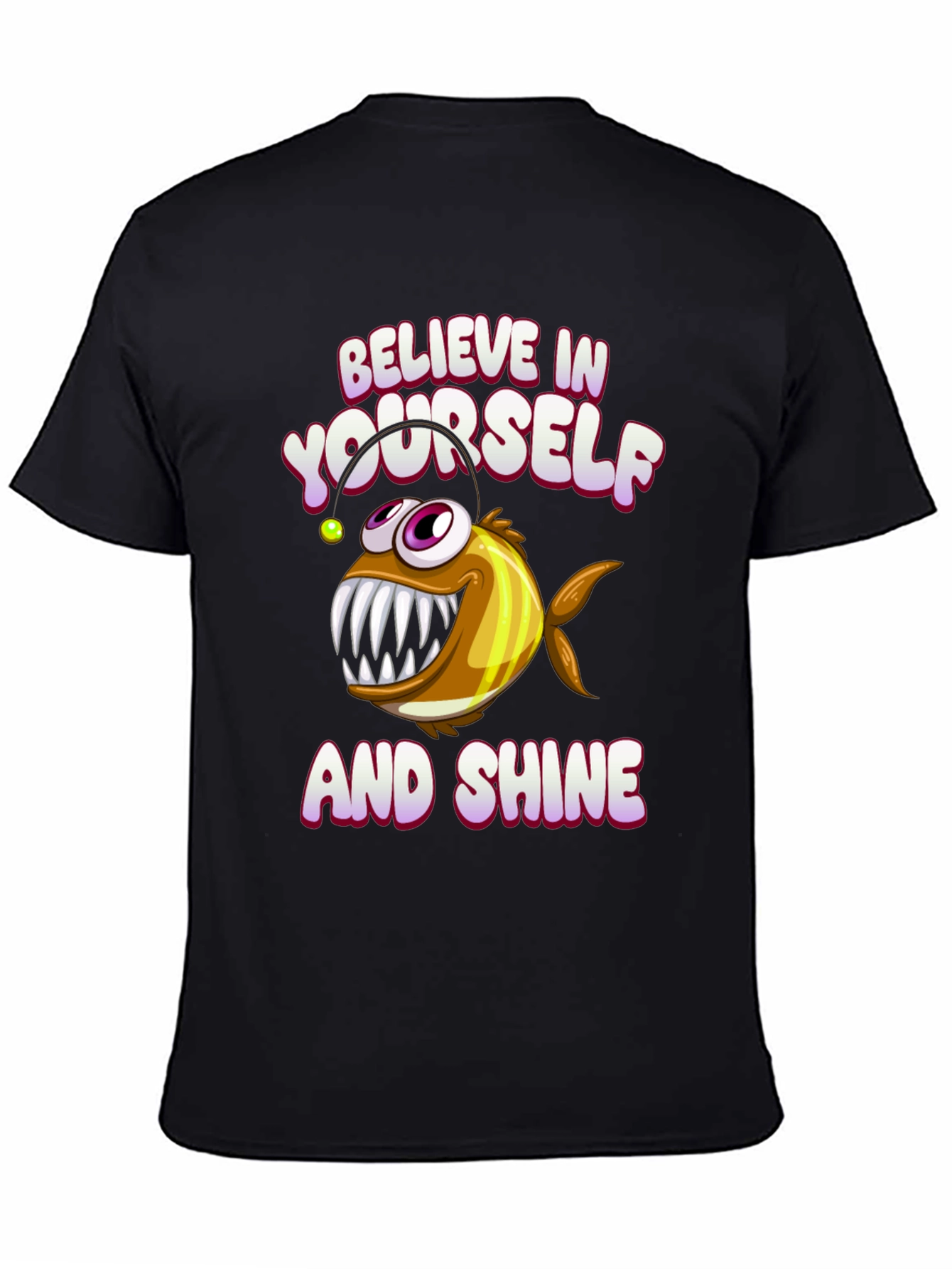 Black Believe in Yourself Angler Fish Graphic Tee view 4