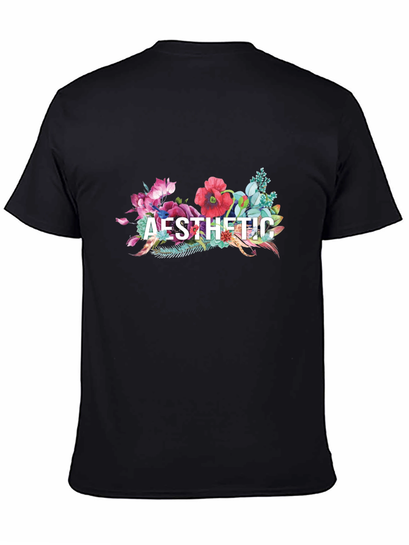 Black Aesthetic Floral Graphic Tee - Black view 4