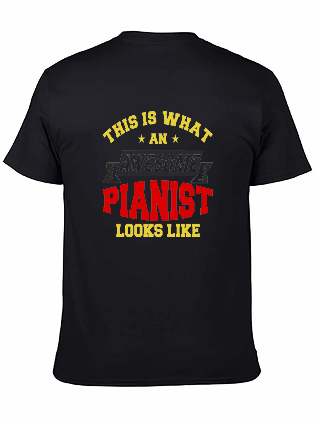 Black Awesome Pianist T-Shirt - Musician Gift view 4