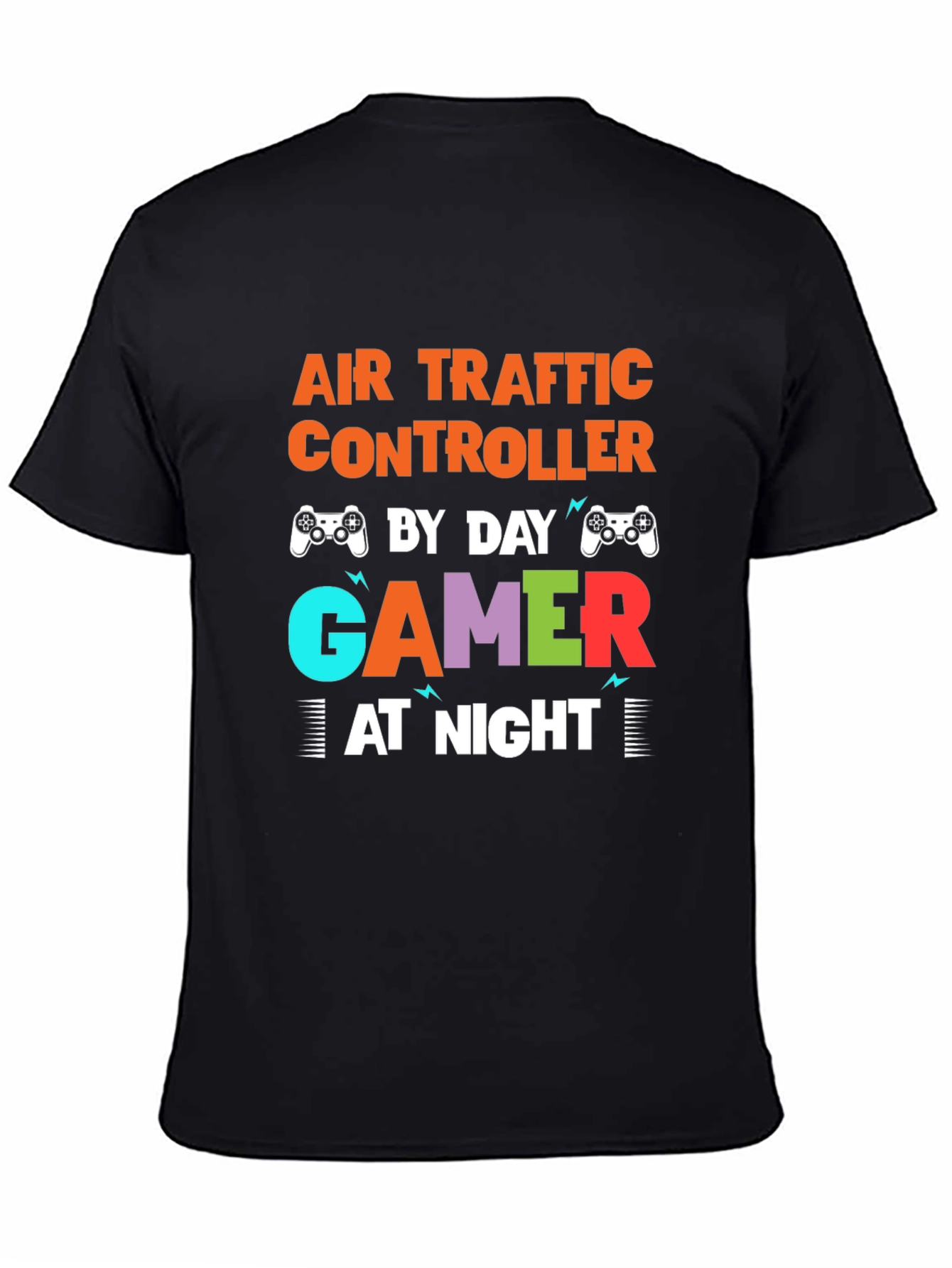 Black Air Traffic Controller Gamer T-Shirt - Funny Novelty Tee view 4