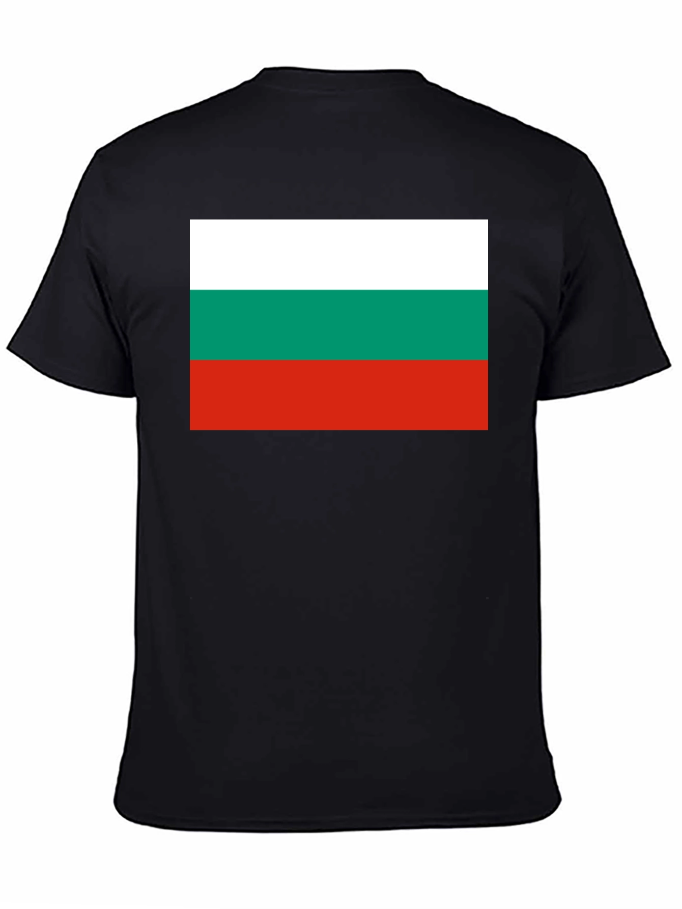 Black Bulgaria Flag Graphic T-Shirt - Black Crew Neck Tee view 4