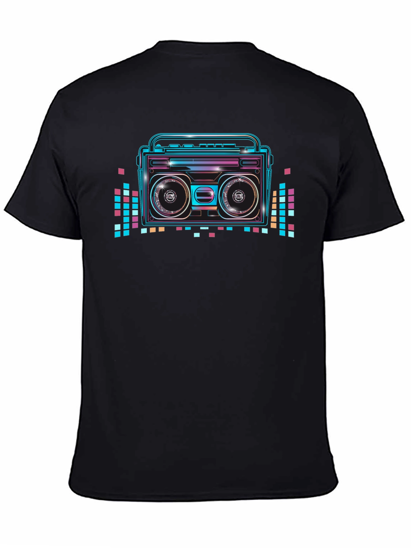 Black Retro Boombox Graphic T-Shirt - Vintage 80s Style view 4