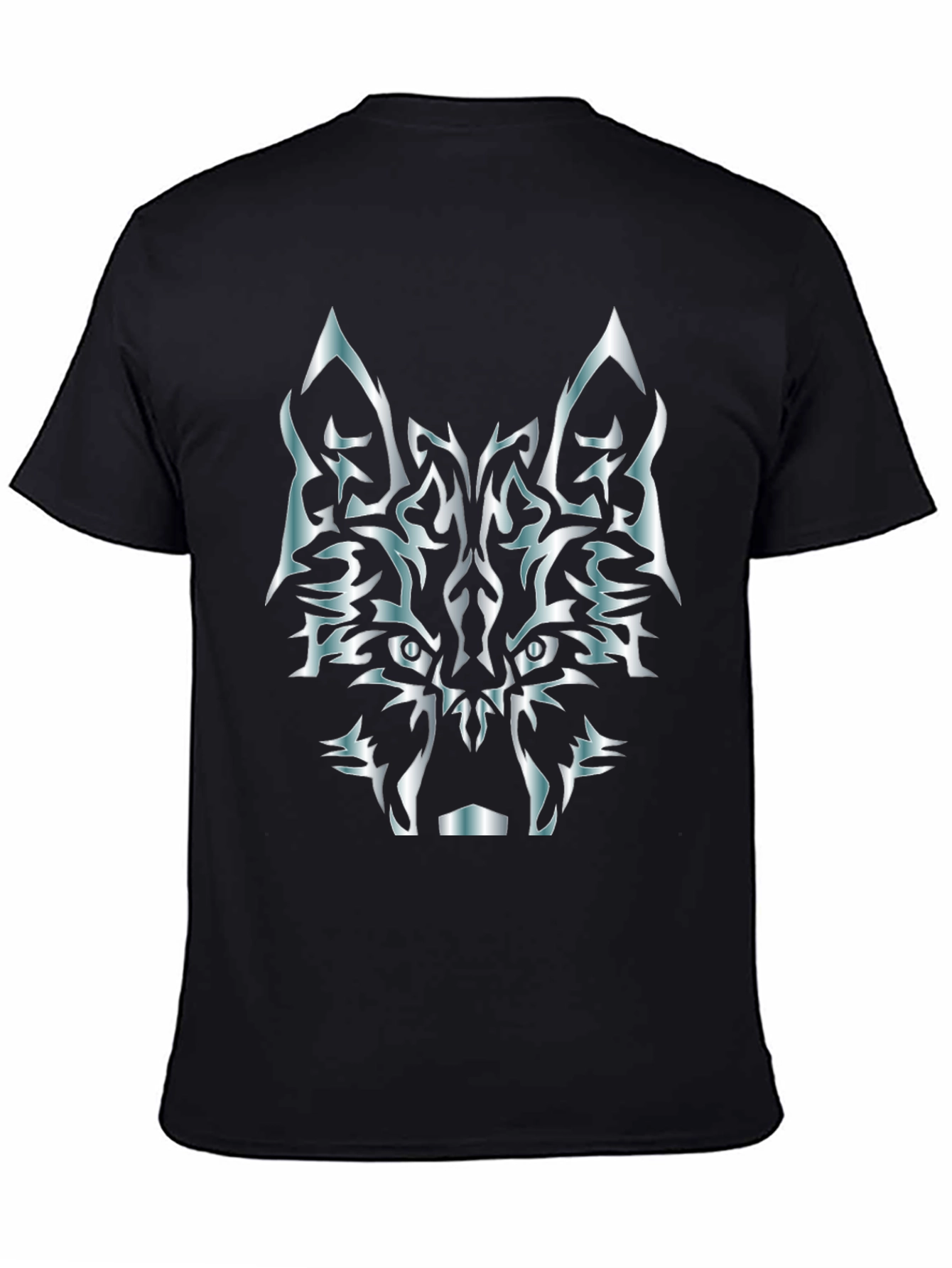 Black Tribal Wolf T-Shirt - Black Graphic Tee view 4