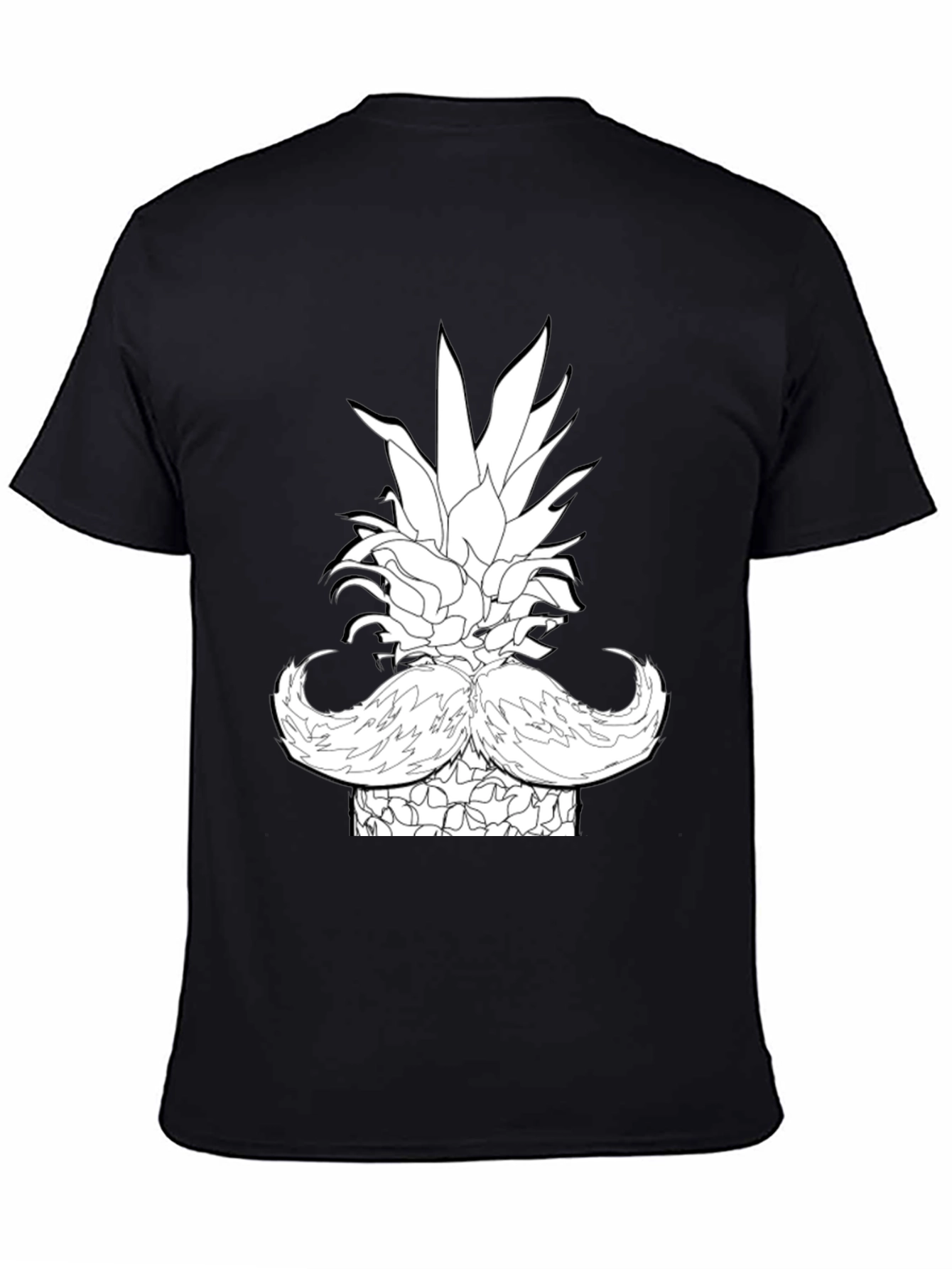 Black Pineapple Mustache Graphic T-Shirt - Black view 4