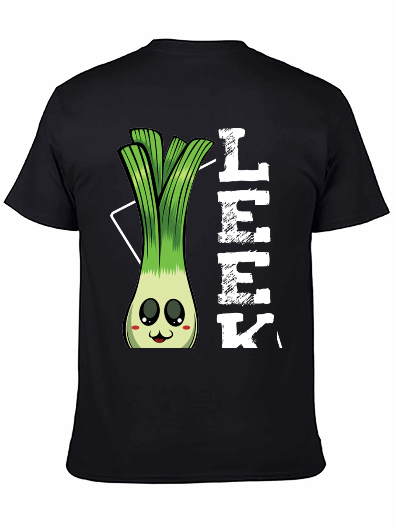 Black Funny Leek Cartoon T-Shirt view 4