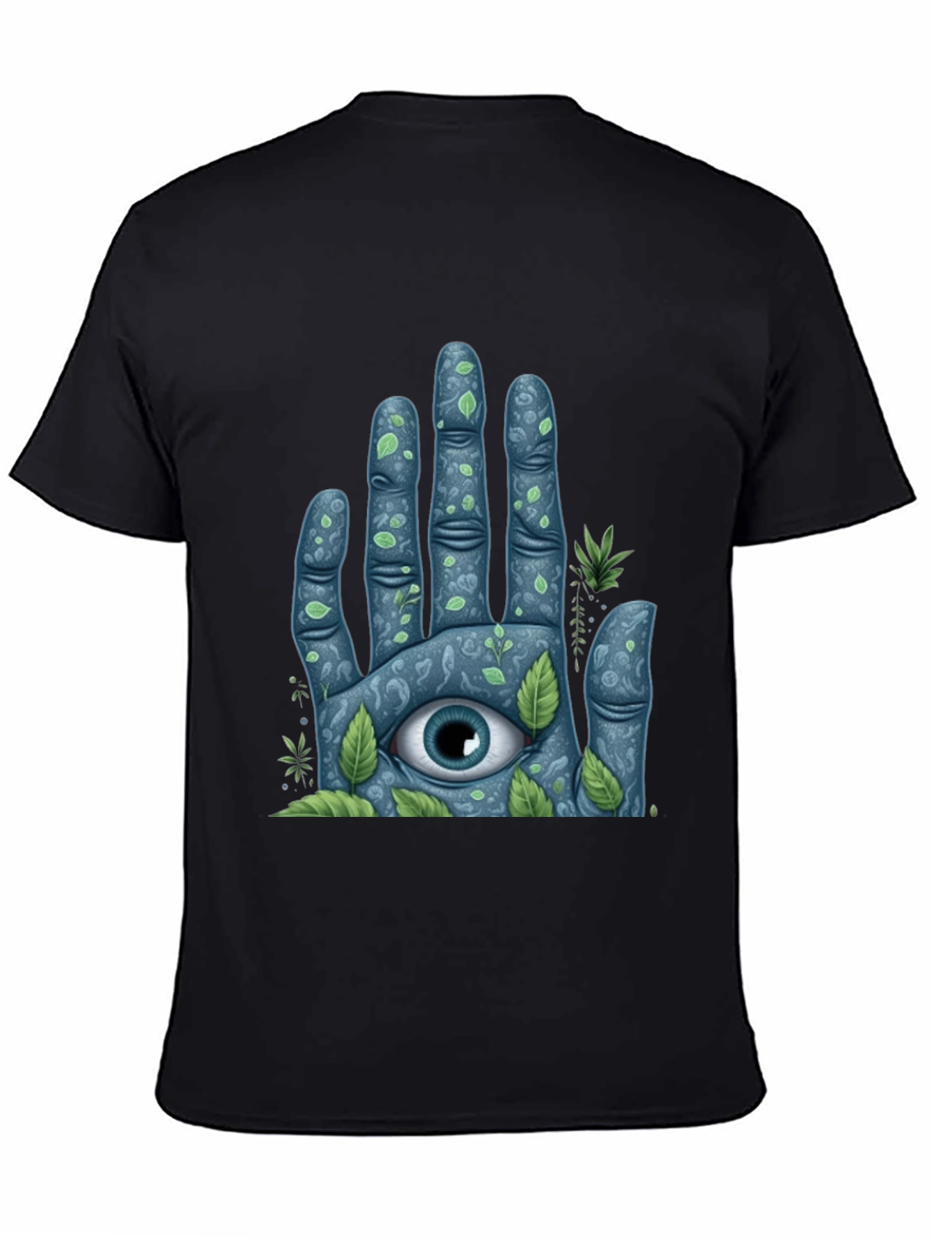 Black Mystic Eye Hand Graphic Tee - Nature Inspired Design view 4