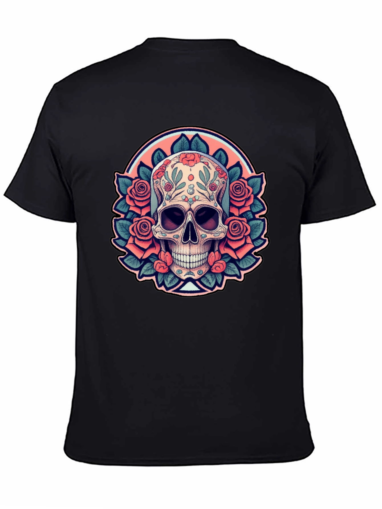 Black Sugar Skull Rose Black T-Shirt view 4