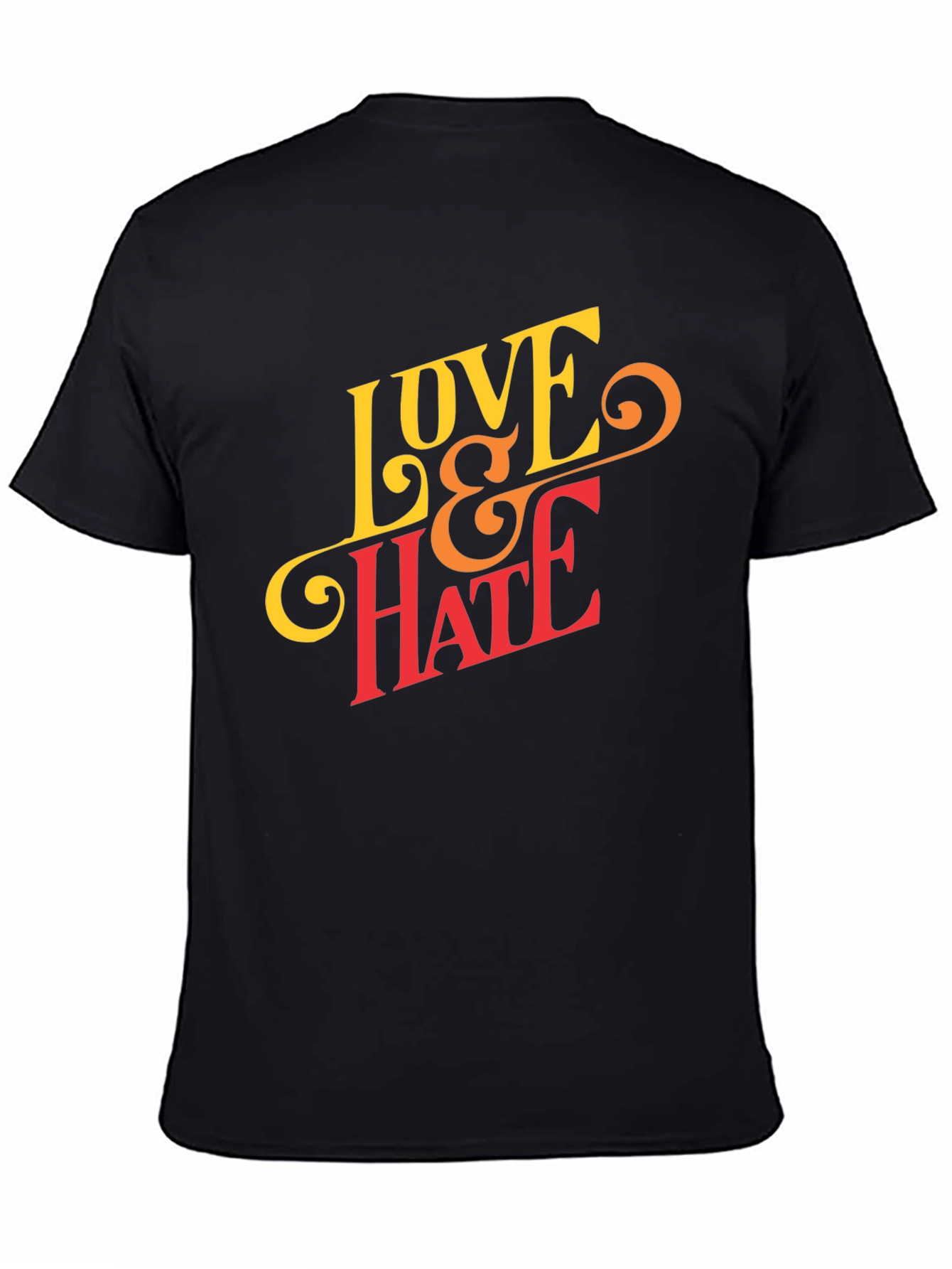 Black Love & Hate Graphic Tee - Casual Black T-Shirt view 4