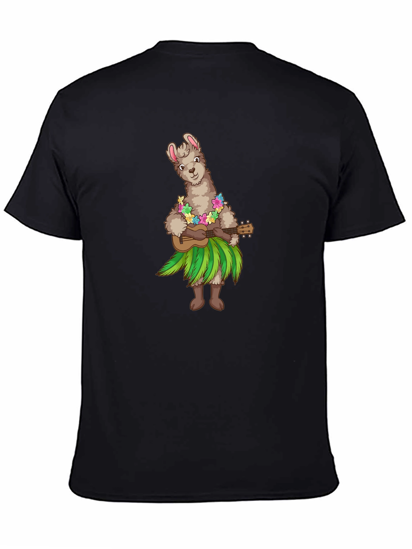 Black Llama Hula Ukulele T-Shirt view 4