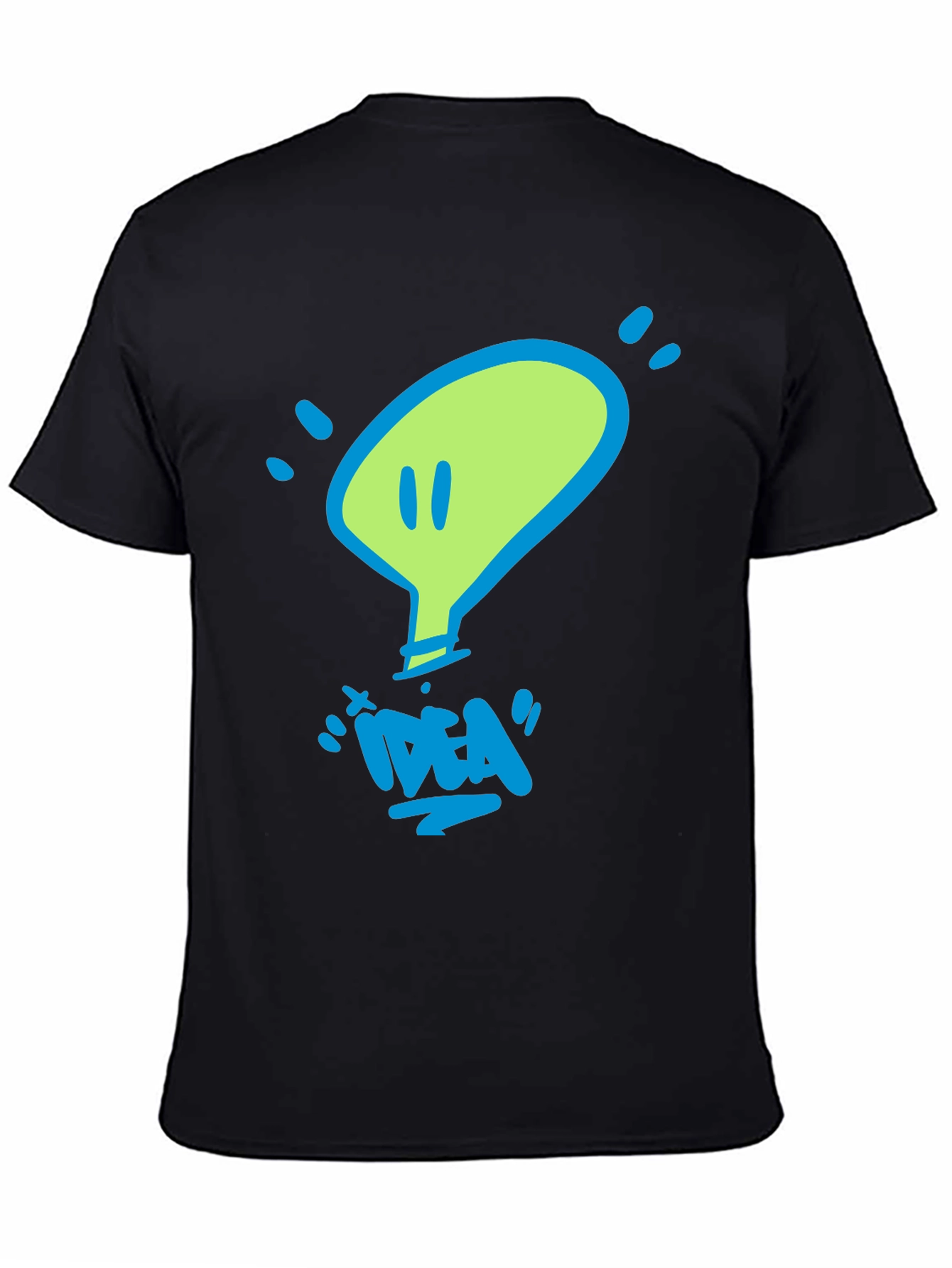 Black Idea Lightbulb Graphic T-Shirt - Unisex Crew Neck view 4