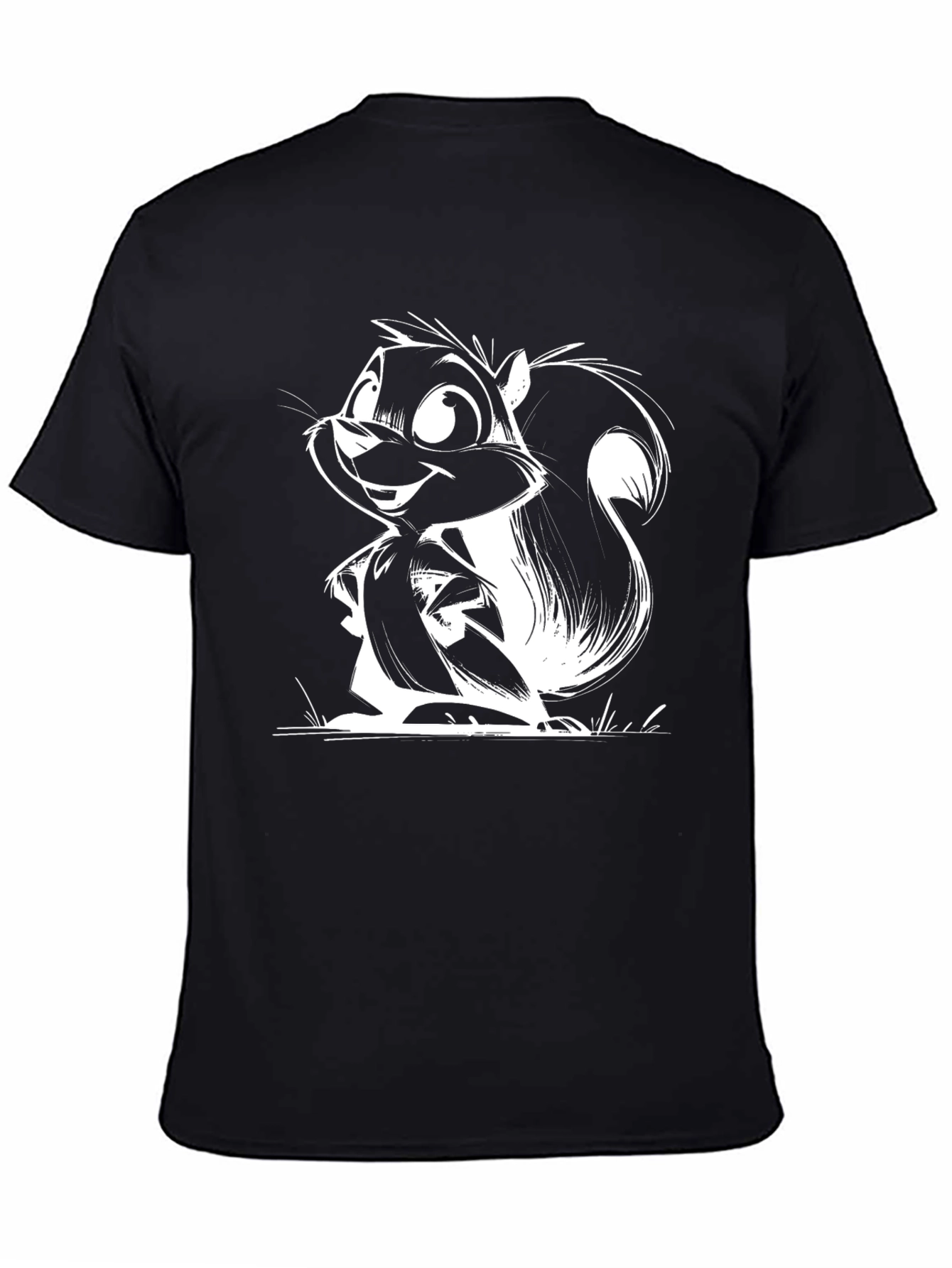 Black Squirrel Cartoon Graphic Black T-Shirt view 4