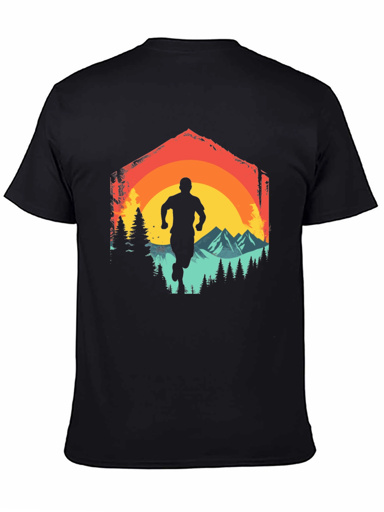 Black Retro Runner Graphic Tee view 4