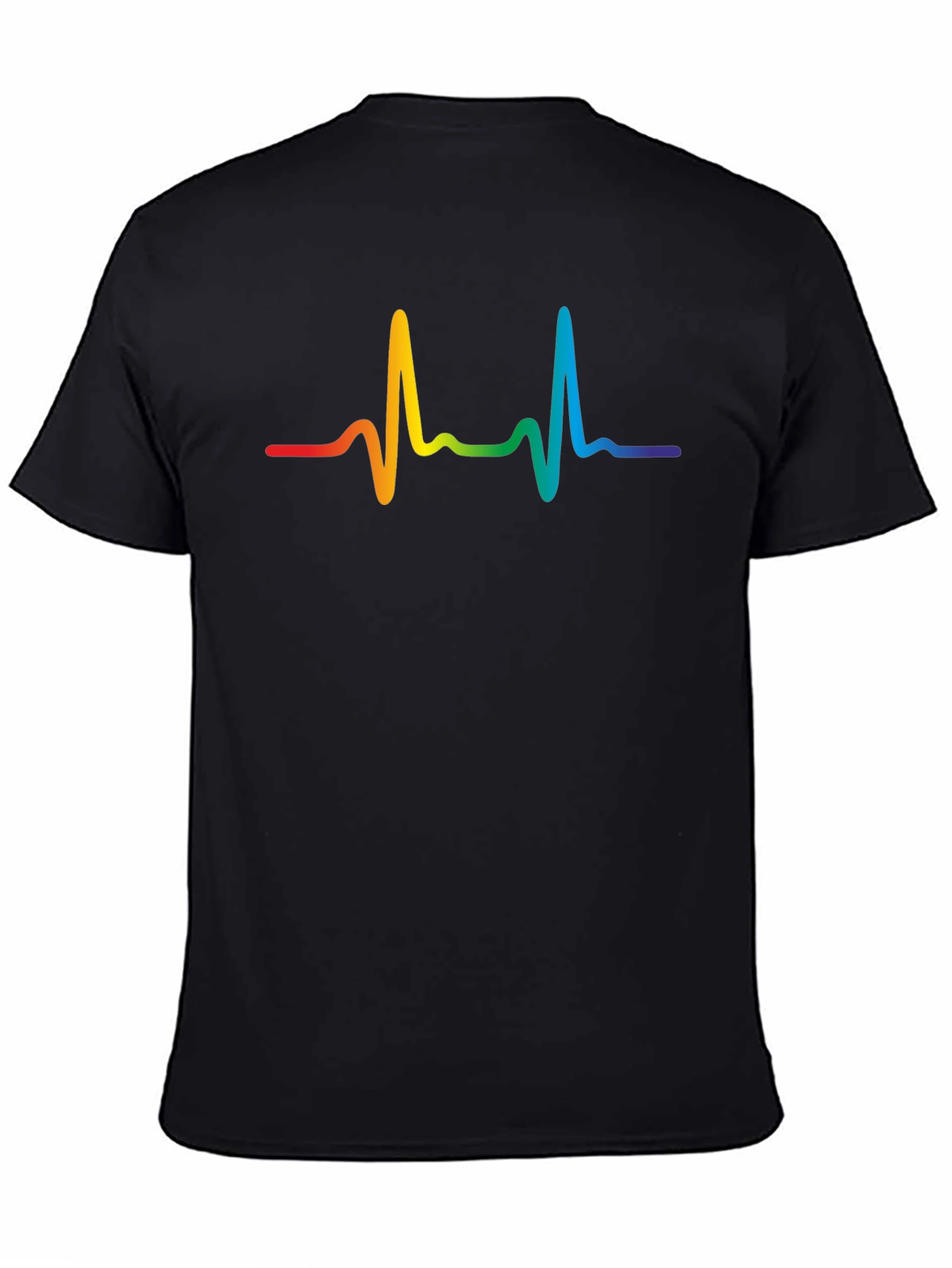Black Rainbow Heartbeat Graphic Tee view 4
