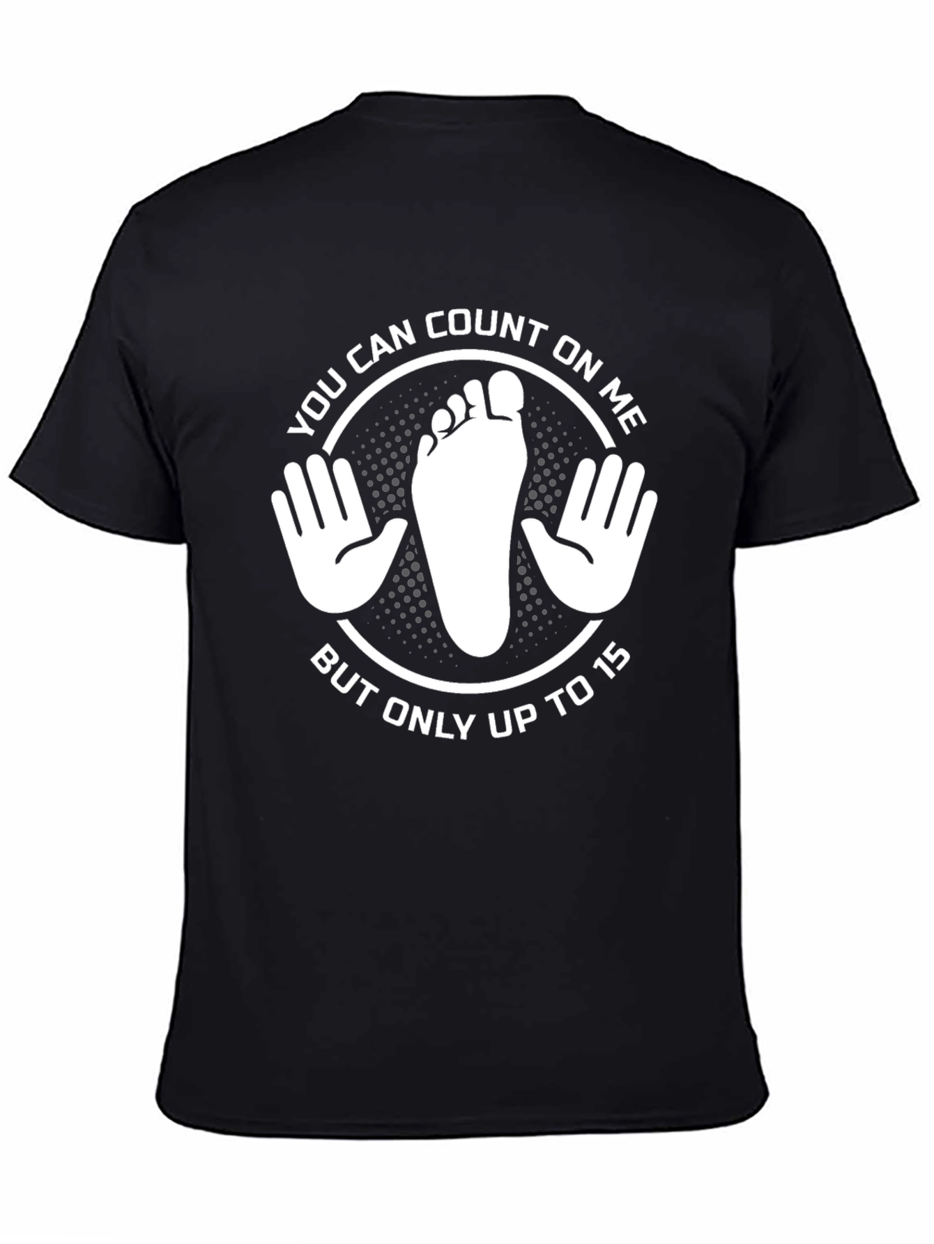 Black Funny Counting Hands and Foot Black T-Shirt view 4