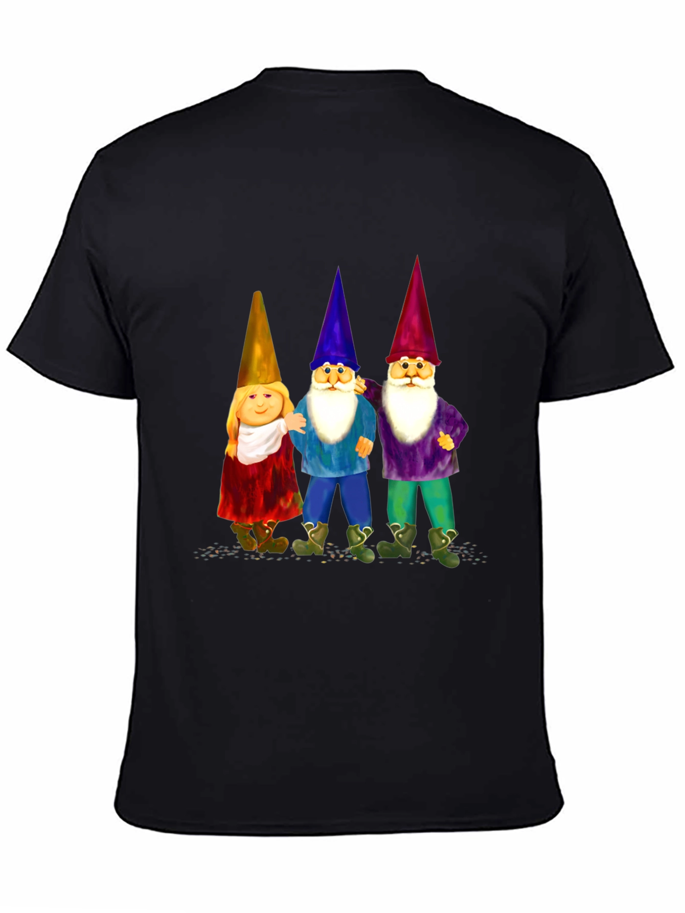 Black Gnome Trio T-Shirt, Black Cotton Blend view 4