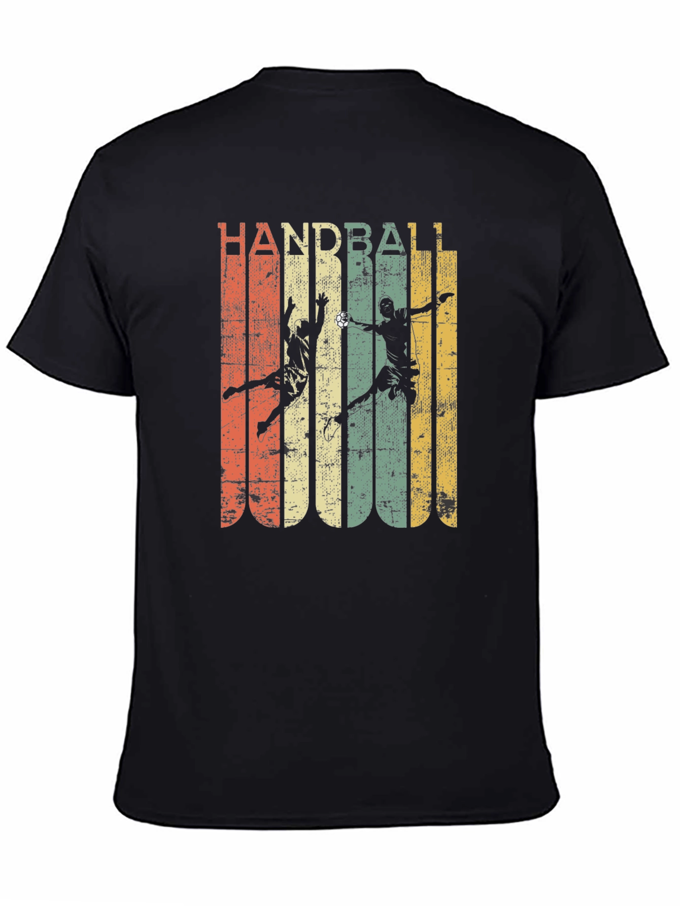 Black Vintage Handball Graphic Tee - Retro Sport T-Shirt view 4