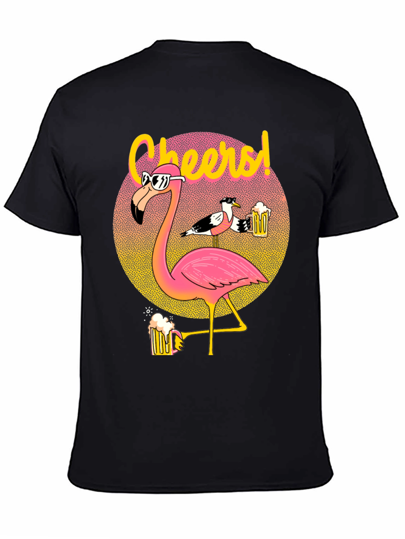 Black Cheers Flamingo Graphic T-Shirt view 4