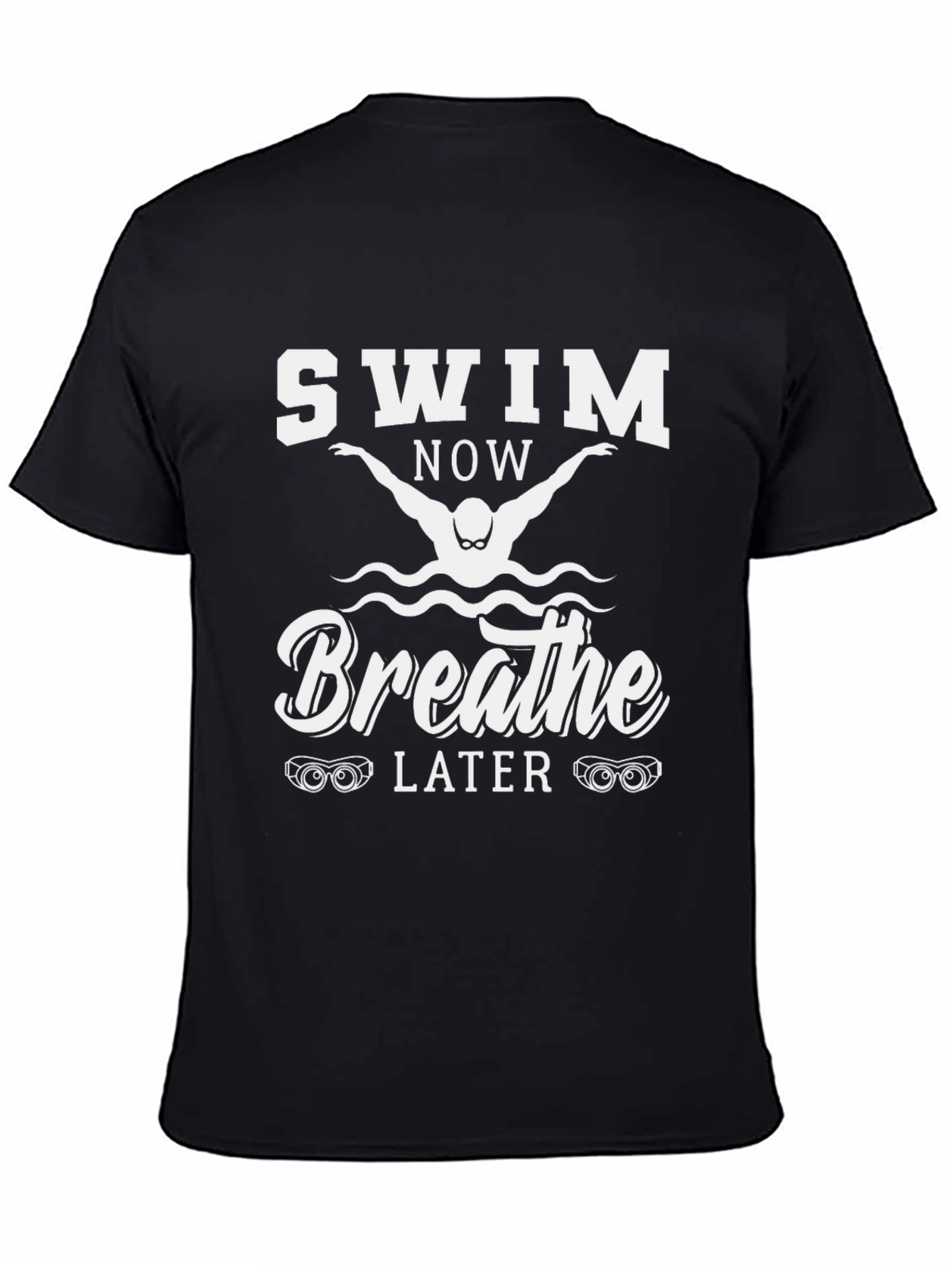 Black Swim Now Breathe Later Graphic T-Shirt view 4