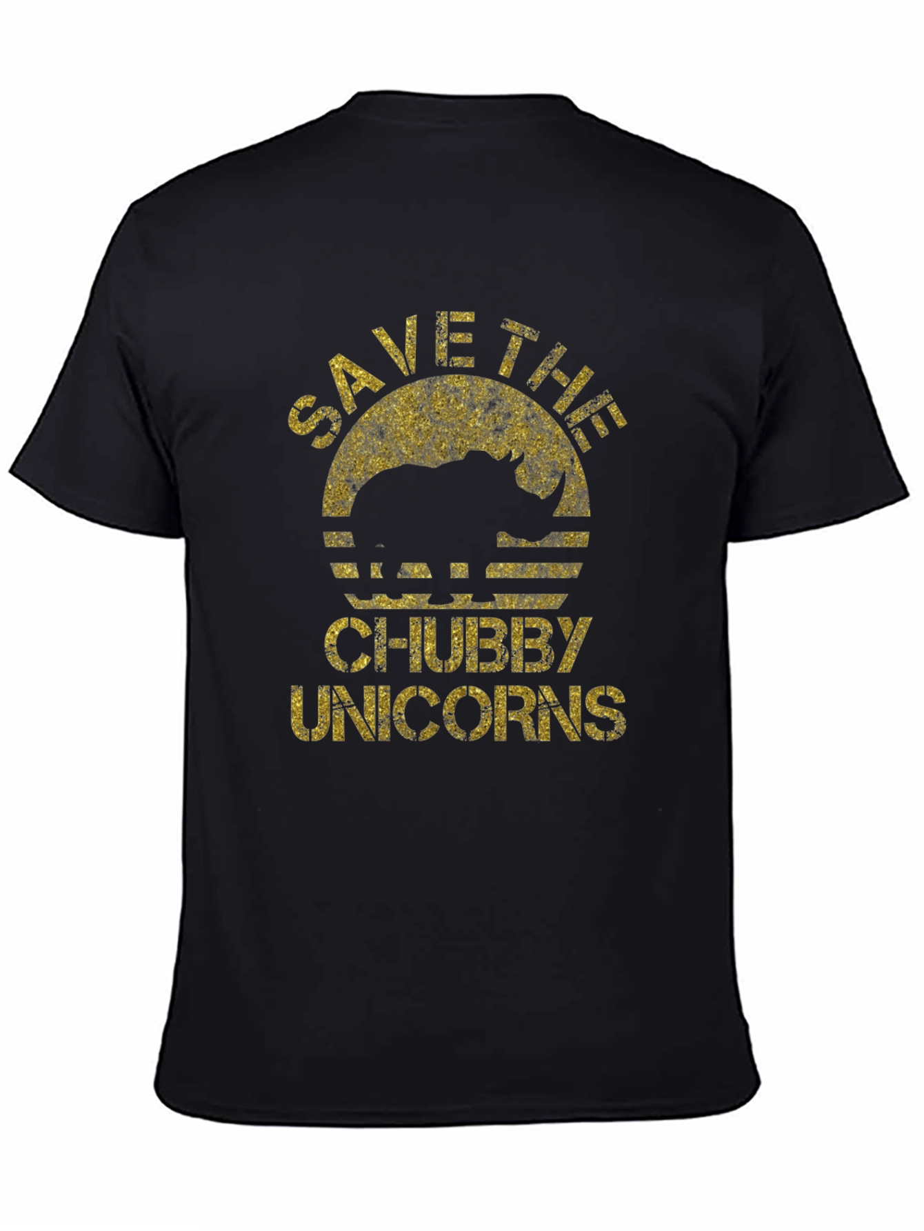 Black Save the Chubby Unicorns Black T-Shirt view 4