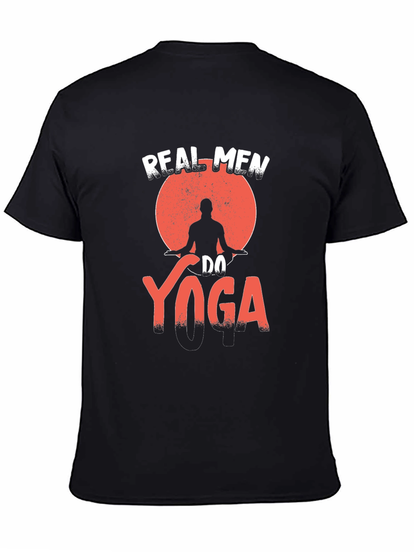 Black Real Men Do Yoga Black Graphic T-Shirt view 4