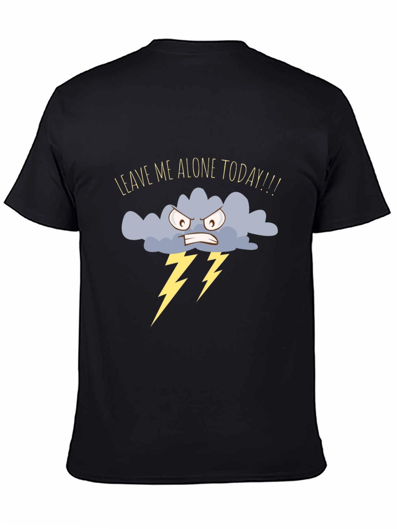 Black Leave Me Alone Today T-Shirt - Angry Cloud Graphic Tee view 4