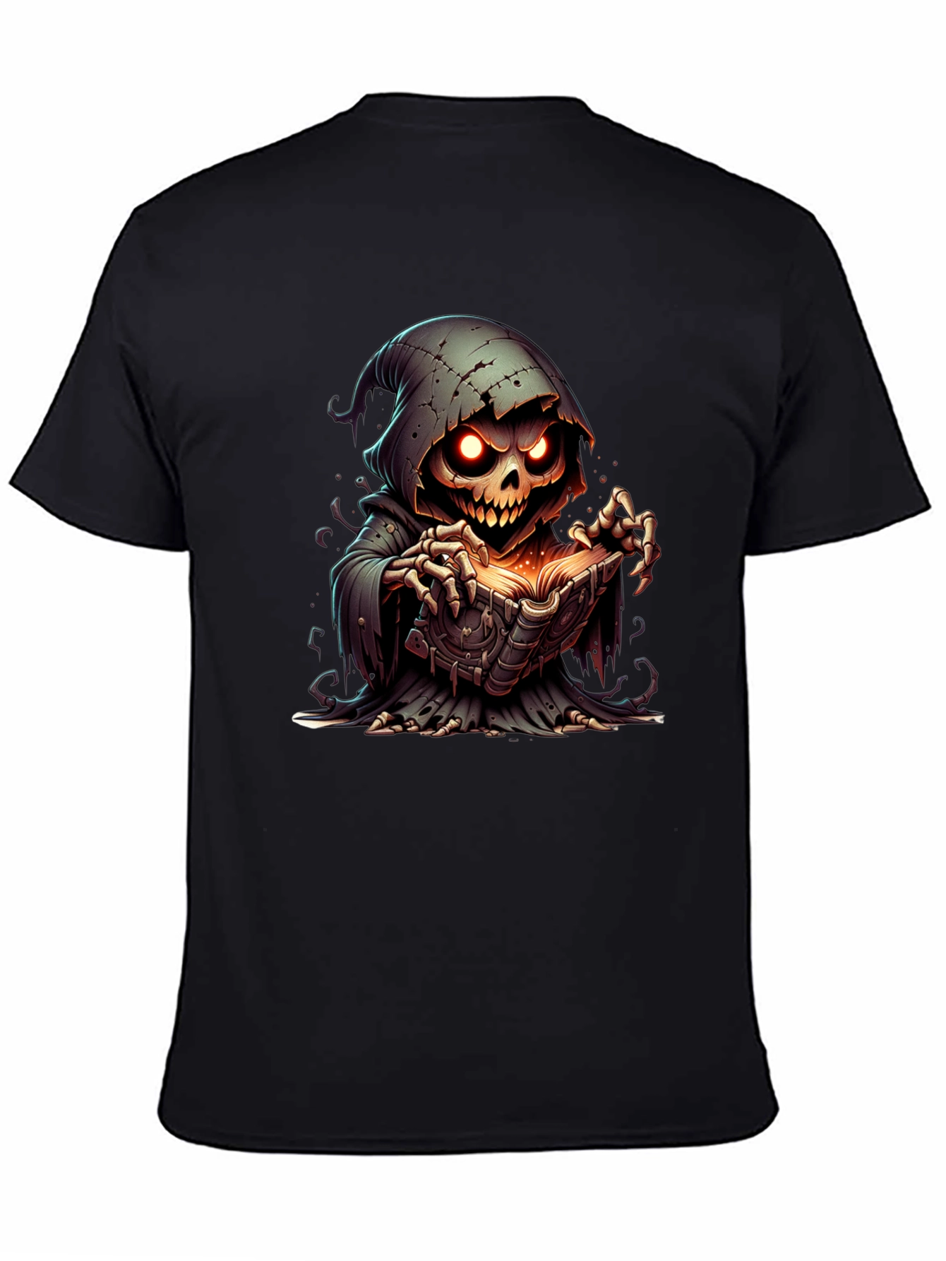 Black Grim Reaper Graphic Tee - Spooky Book Design view 4
