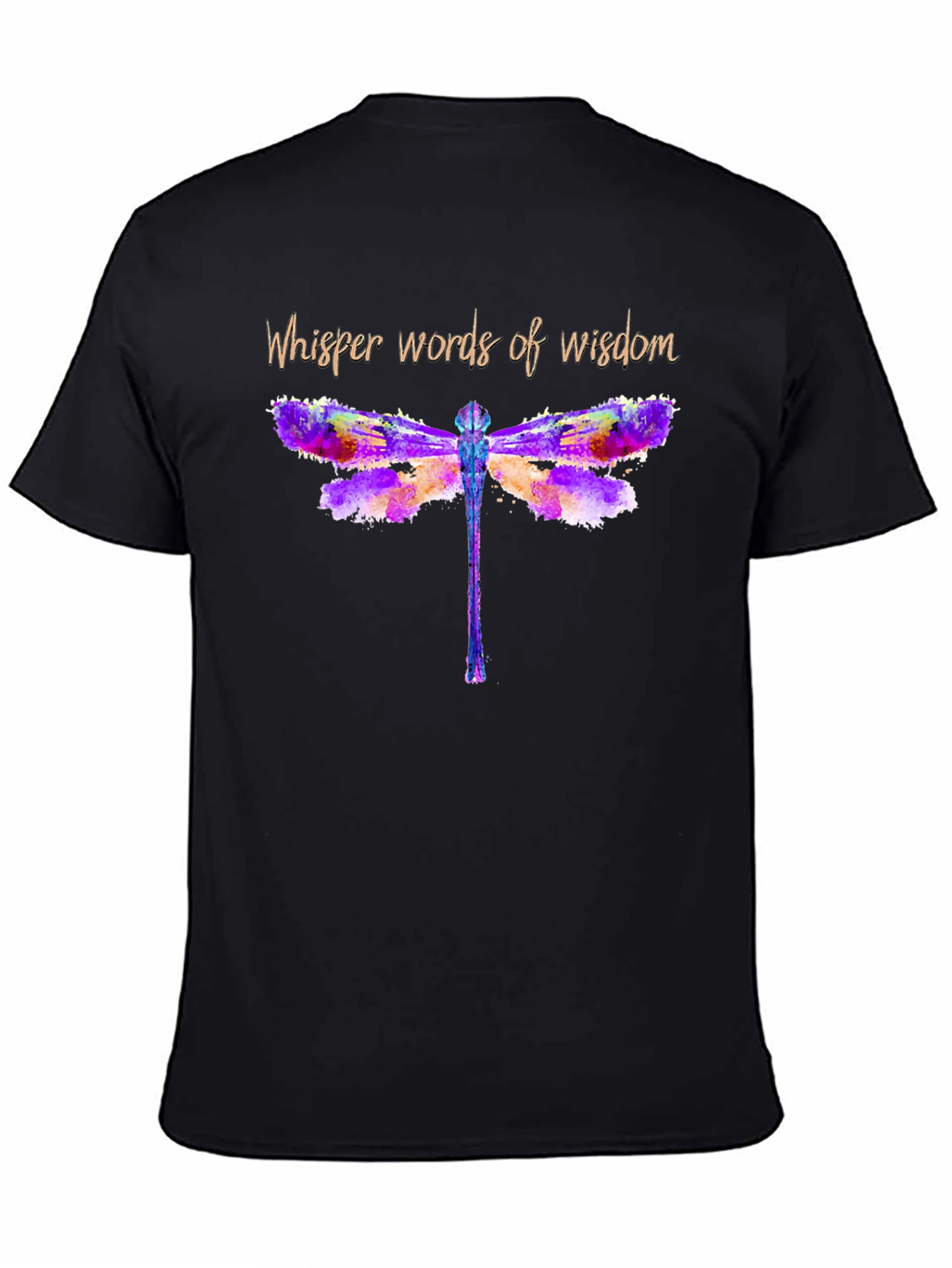 Black Watercolor Dragonfly Graphic T-Shirt - Whisper Words of Wisdom view 4