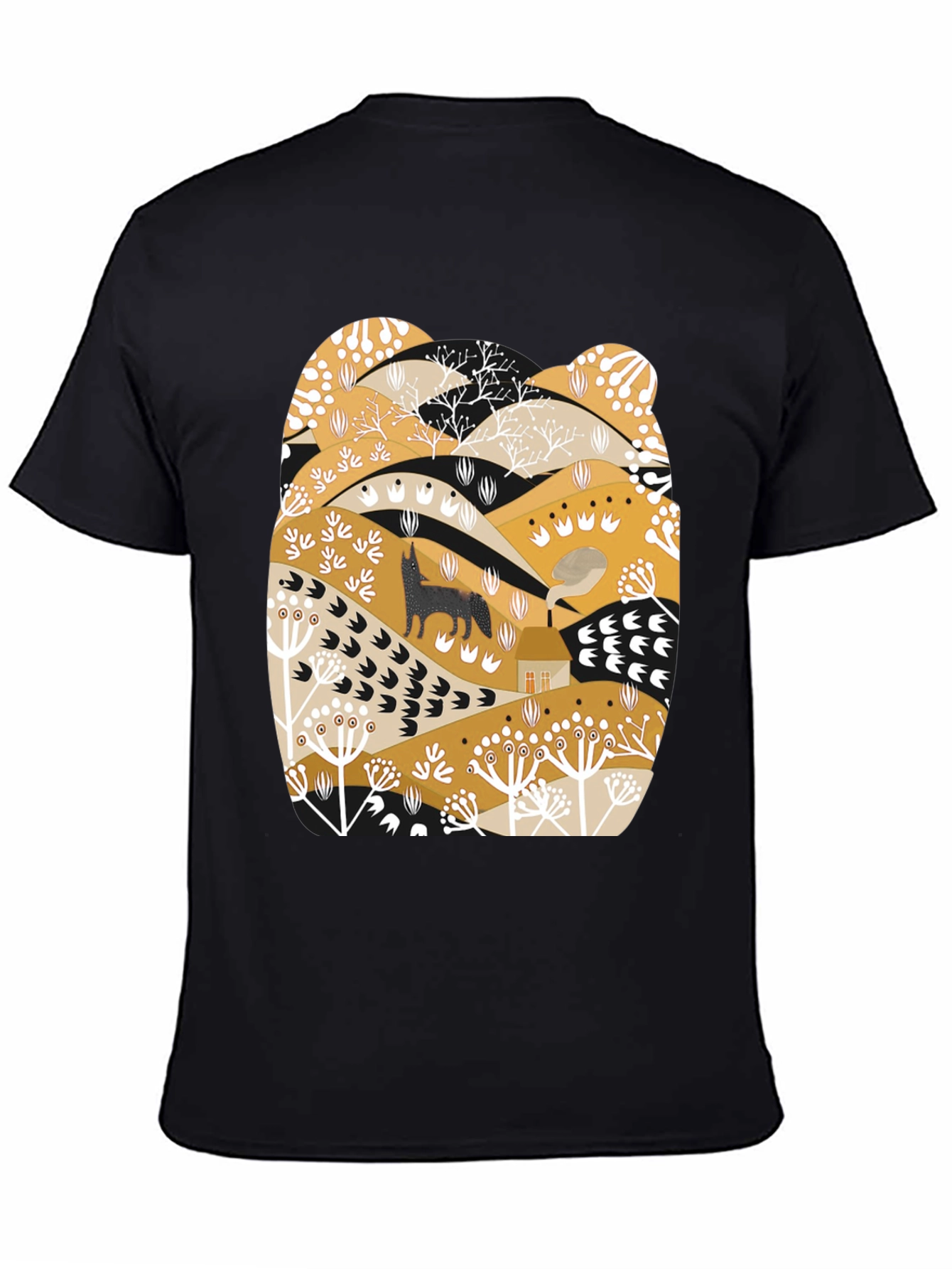Black Wolf Landscape Graphic Tee - Black view 4