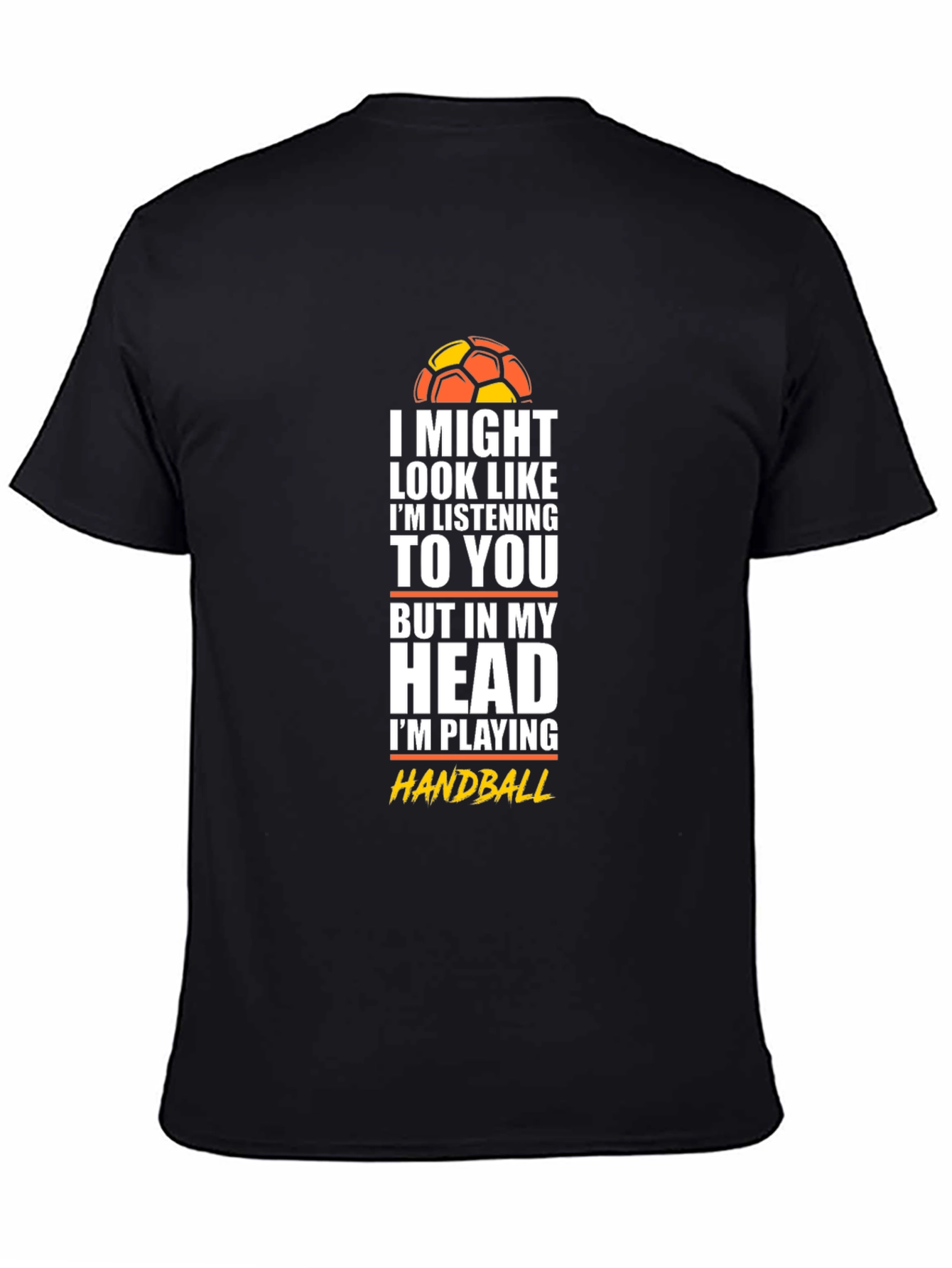 Black Funny Handball T-Shirt - I'm Playing Handball in My Head view 4