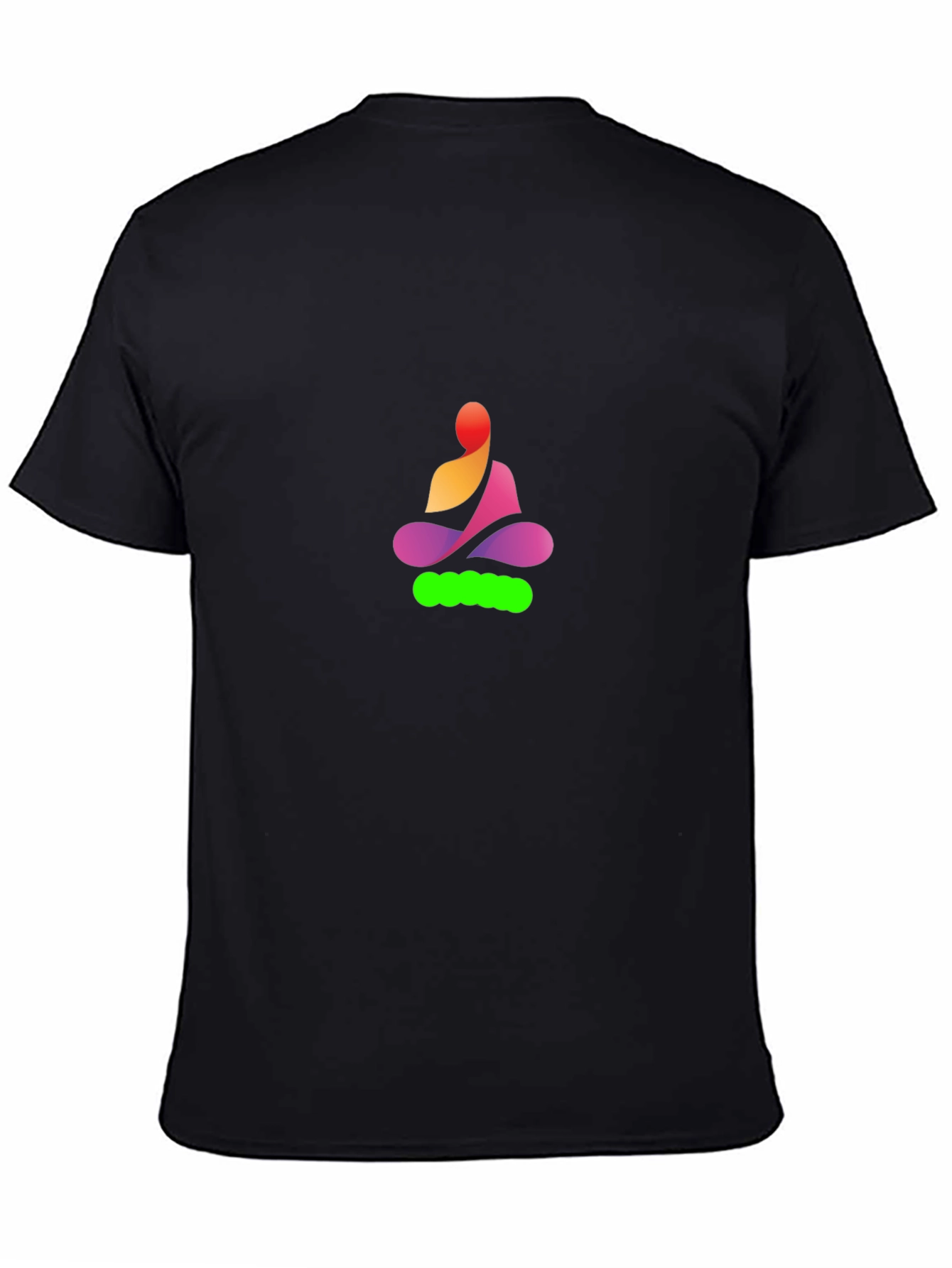 Black Meditative Figure Graphic Tee - Casual Black T-Shirt view 4