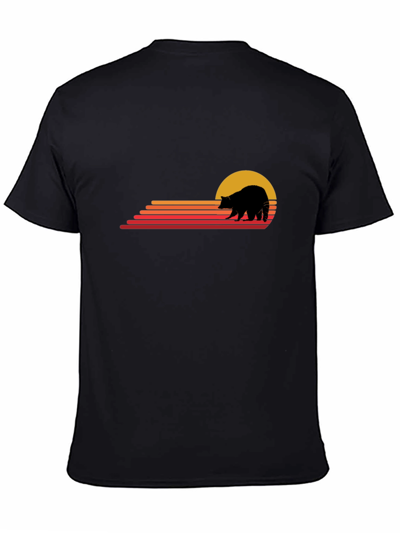 Black Retro Bear Sunset Graphic Tee - Classic Style view 4
