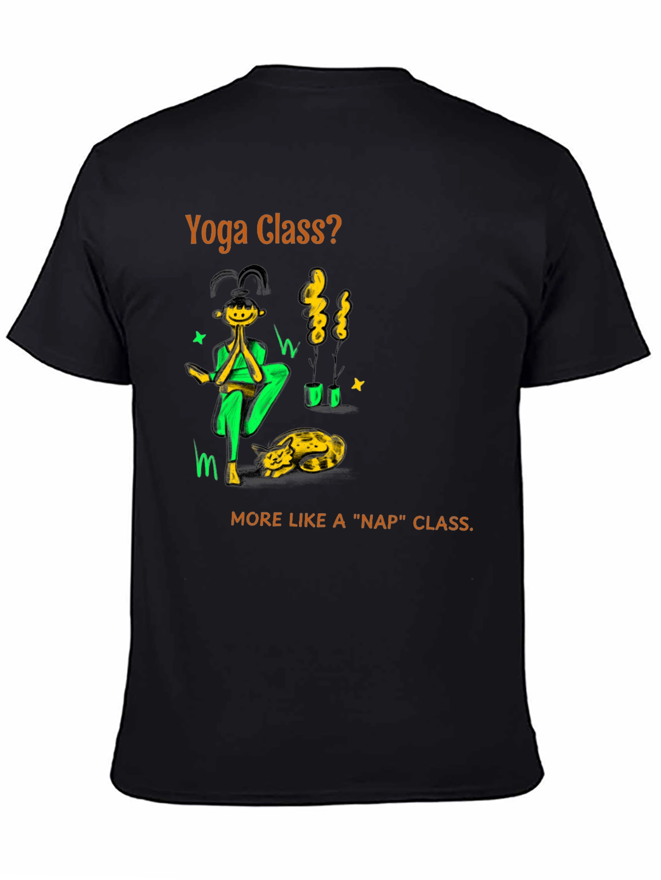 Black Yoga Nap Class Black Cotton T-Shirt view 4