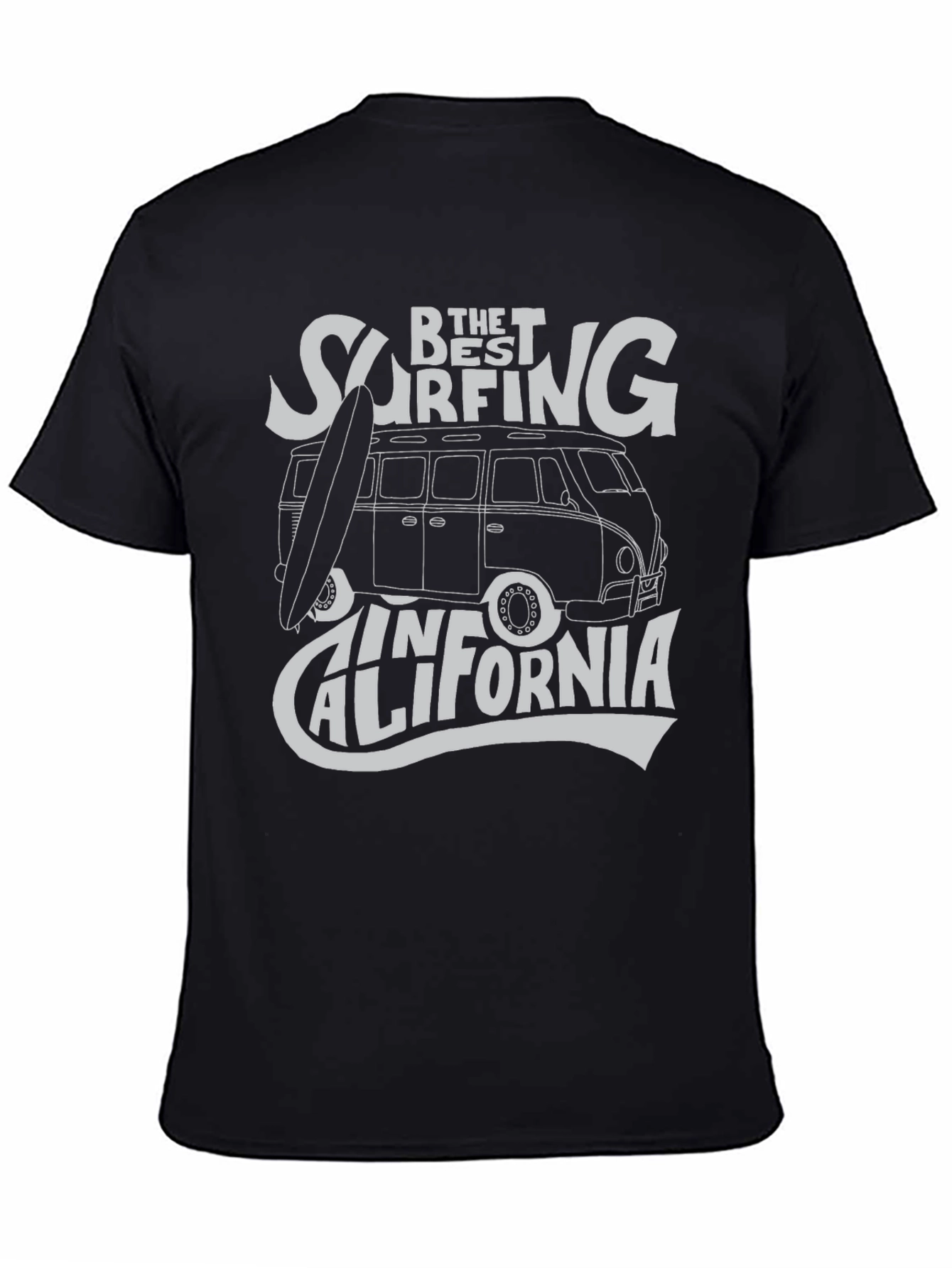 Black Surfing California Graphic Tee - Black Cotton T-Shirt view 4