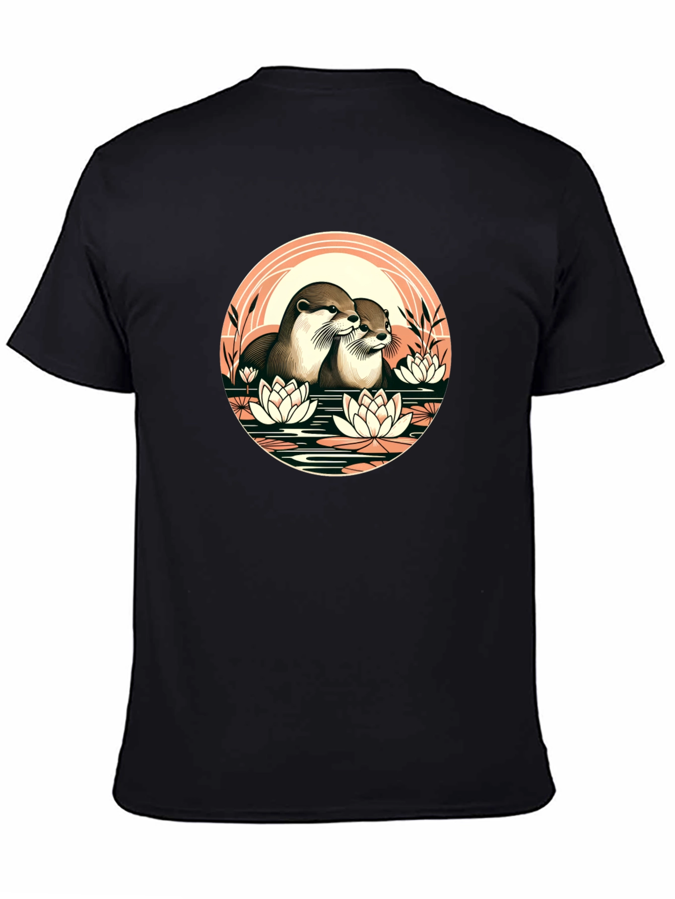 Black Otter Love T-Shirt - Nature Inspired Design view 4
