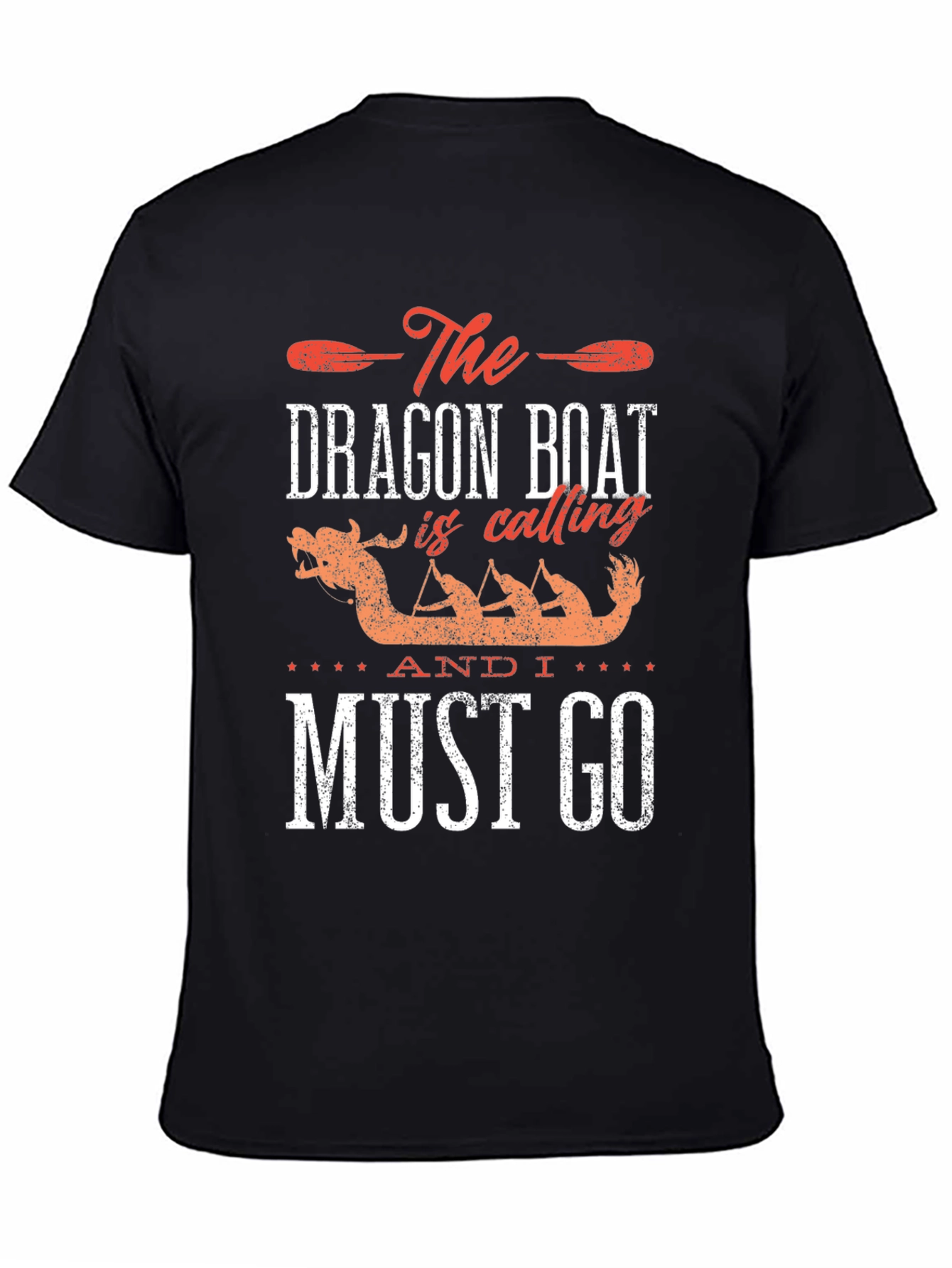 Black Dragon Boat Calling T-Shirt - Paddling Team Tee view 4